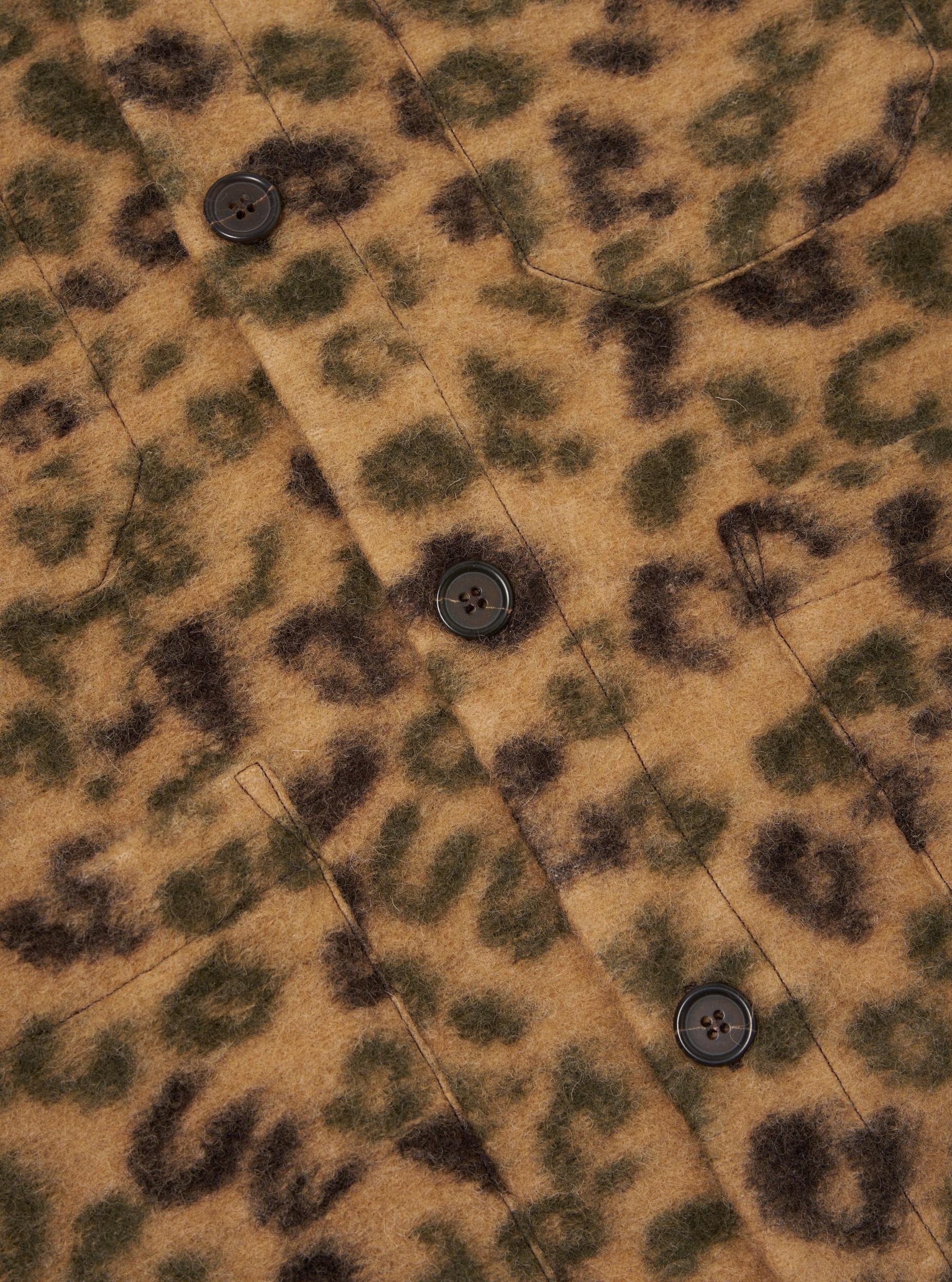 Universal Works Cardigan in Camo Leopard Fleece Product Image