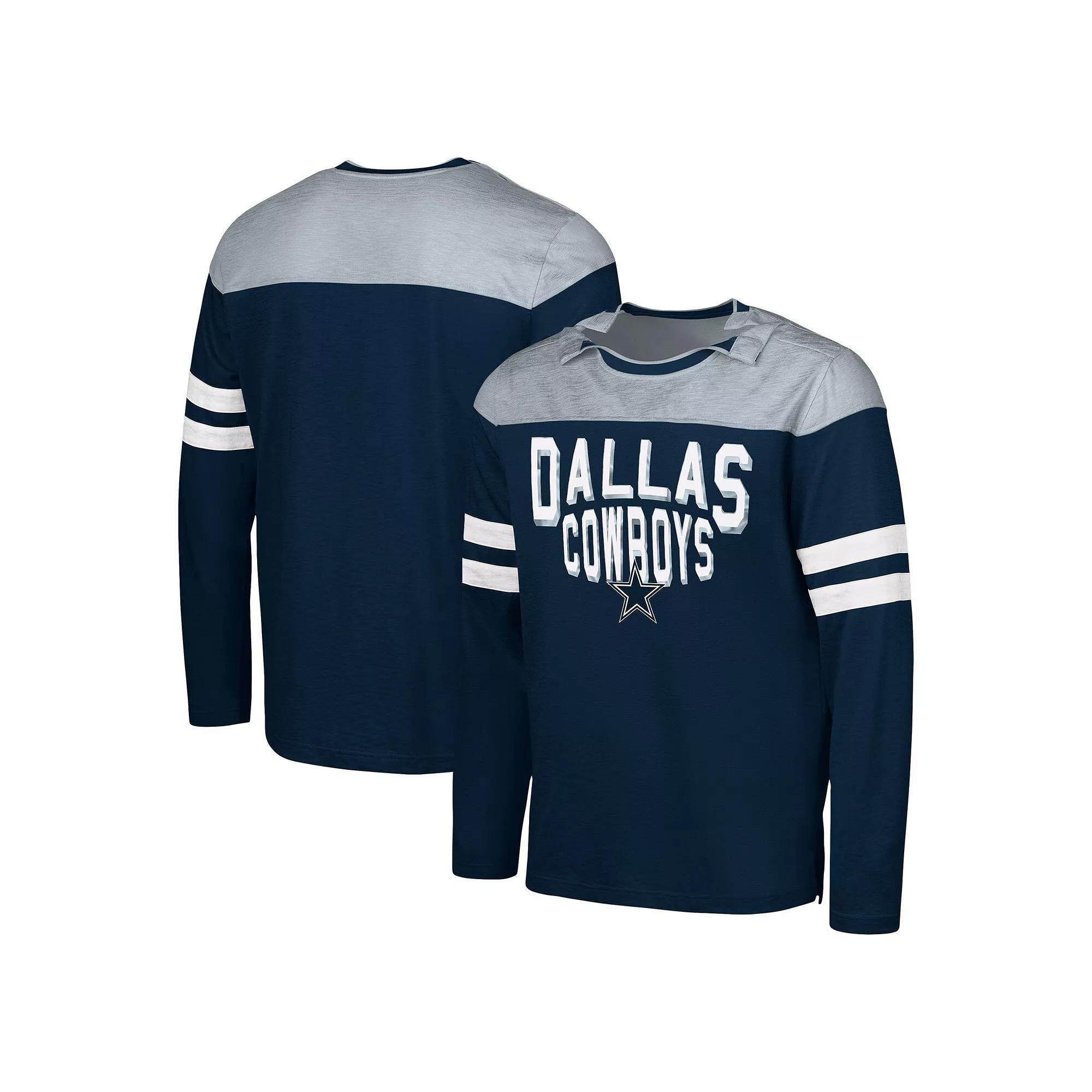 Men's G-III Sports by Carl Banks Navy/Silver Dallas Cowboys Adaptive Hail Mary Long Sleeve T-Shirt, Size: XL, Blue Product Image