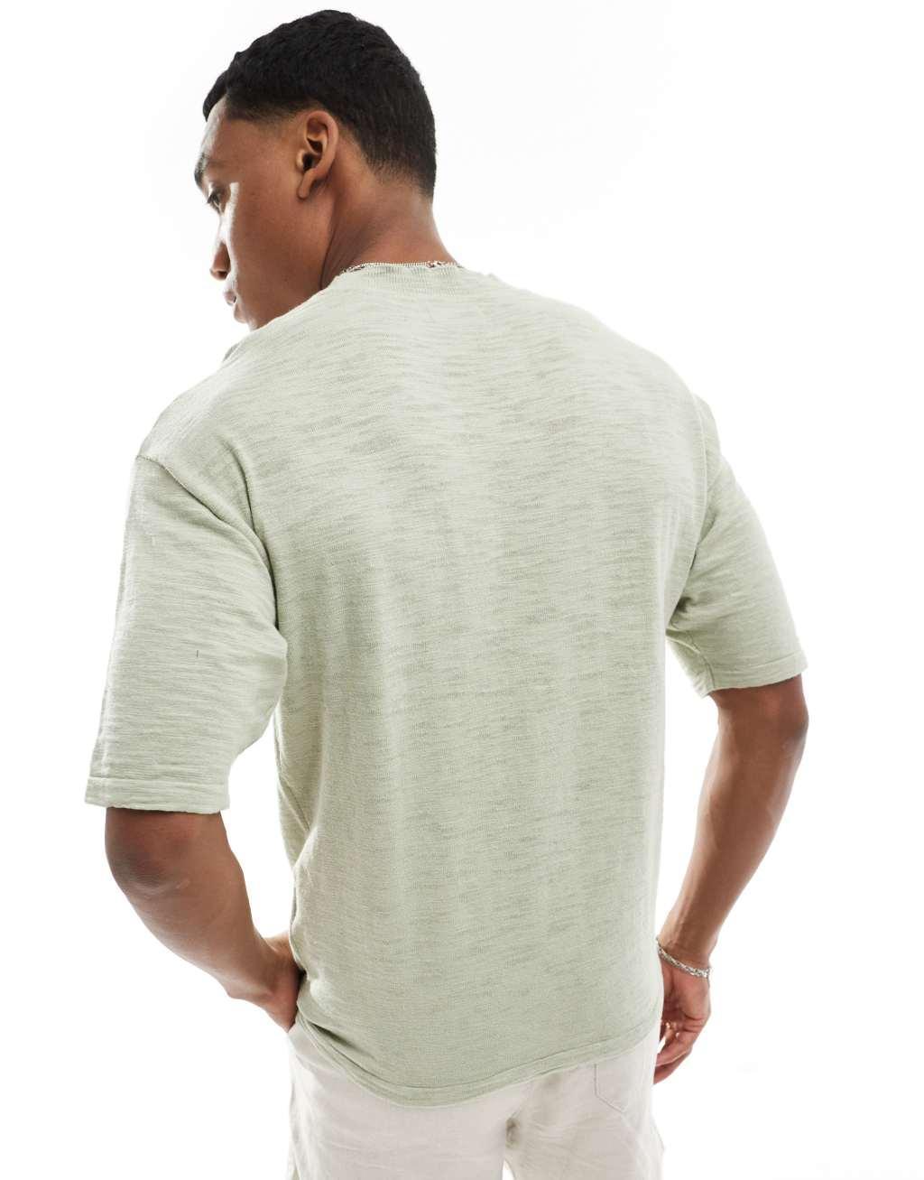 Jack & Jones knit oversize T-shirt in mint Product Image