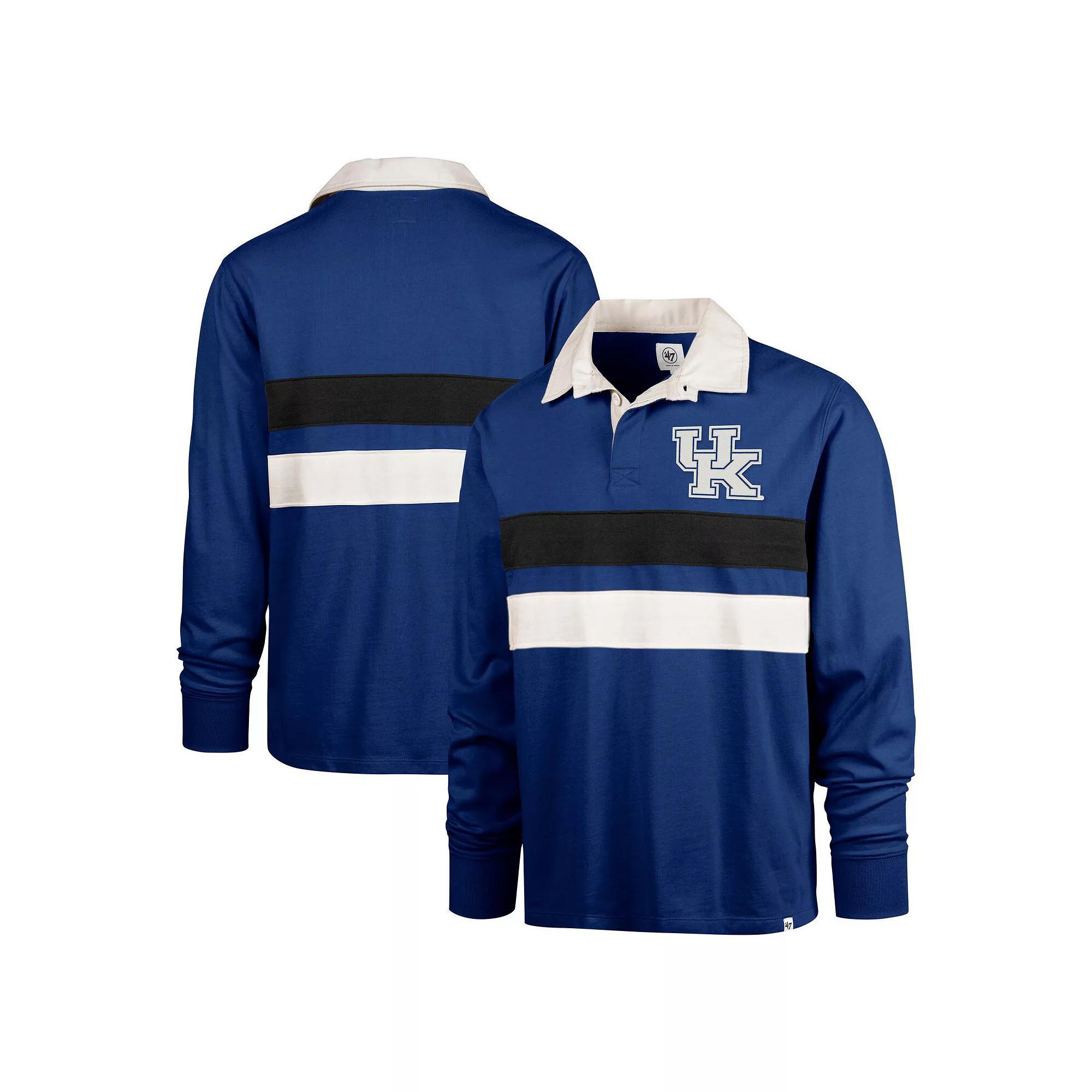 Men's '47 Royal Kentucky Wildcats Clubhouse Knox Thames Long Sleeve Rugby Polo, Size: XL, Blue Product Image