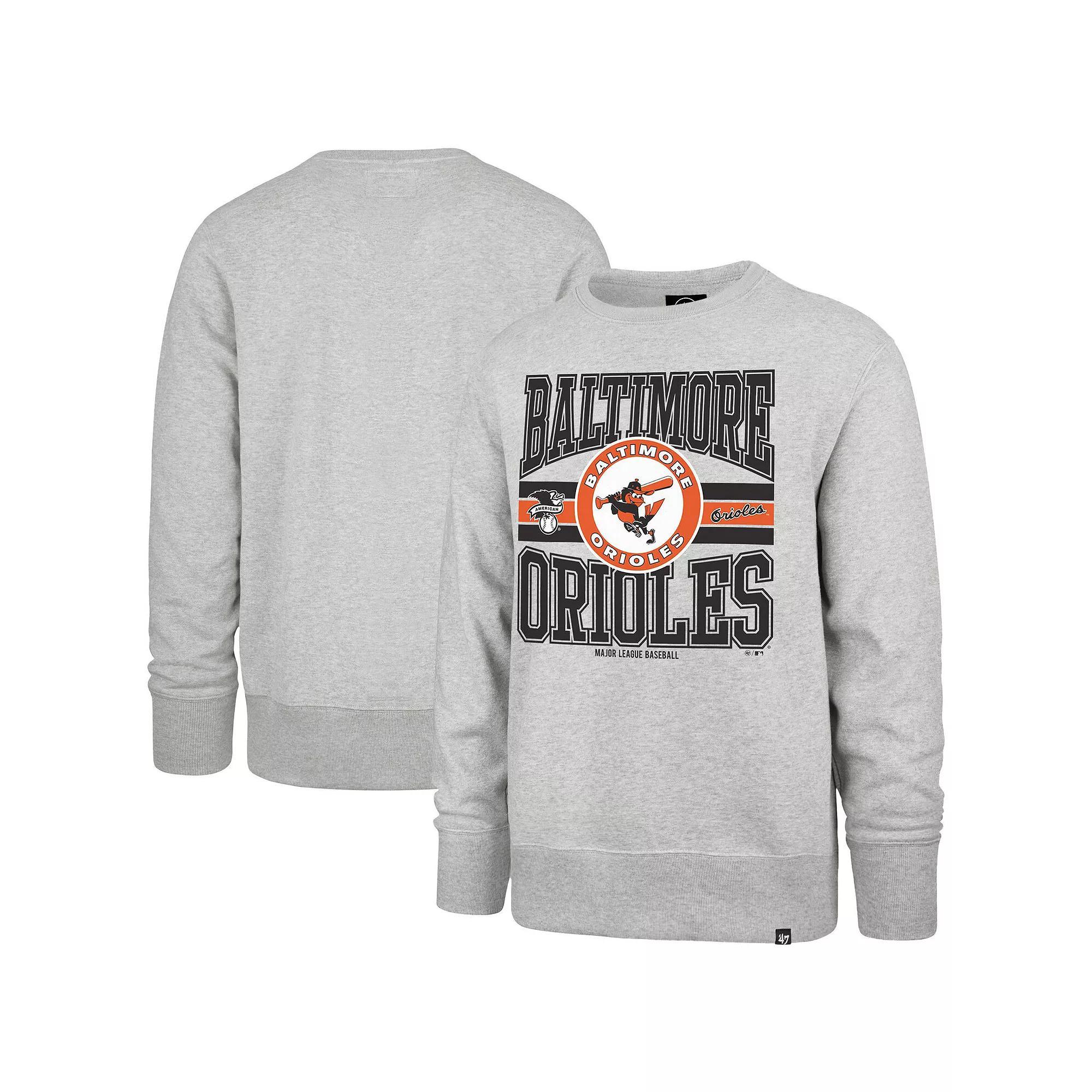 Men's '47  Gray Baltimore Orioles Letters Headline Pullover Sweatshirt, Size: Small, Grey Product Image