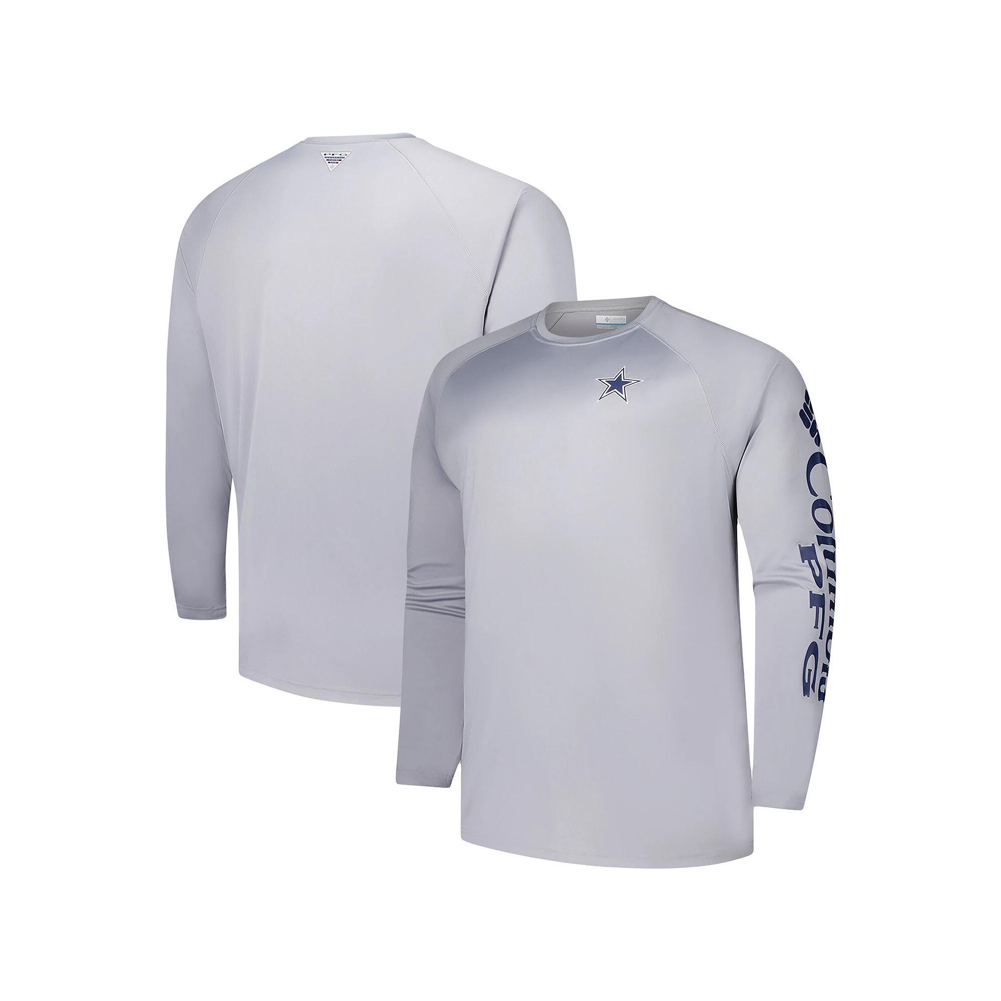 Men's Columbia Gray Dallas Cowboys Big & Tall Terminal Tackle™ Omni-Shade™ Raglan Long Sleeve T-Shirt, Size: 2XLT, Grey Product Image
