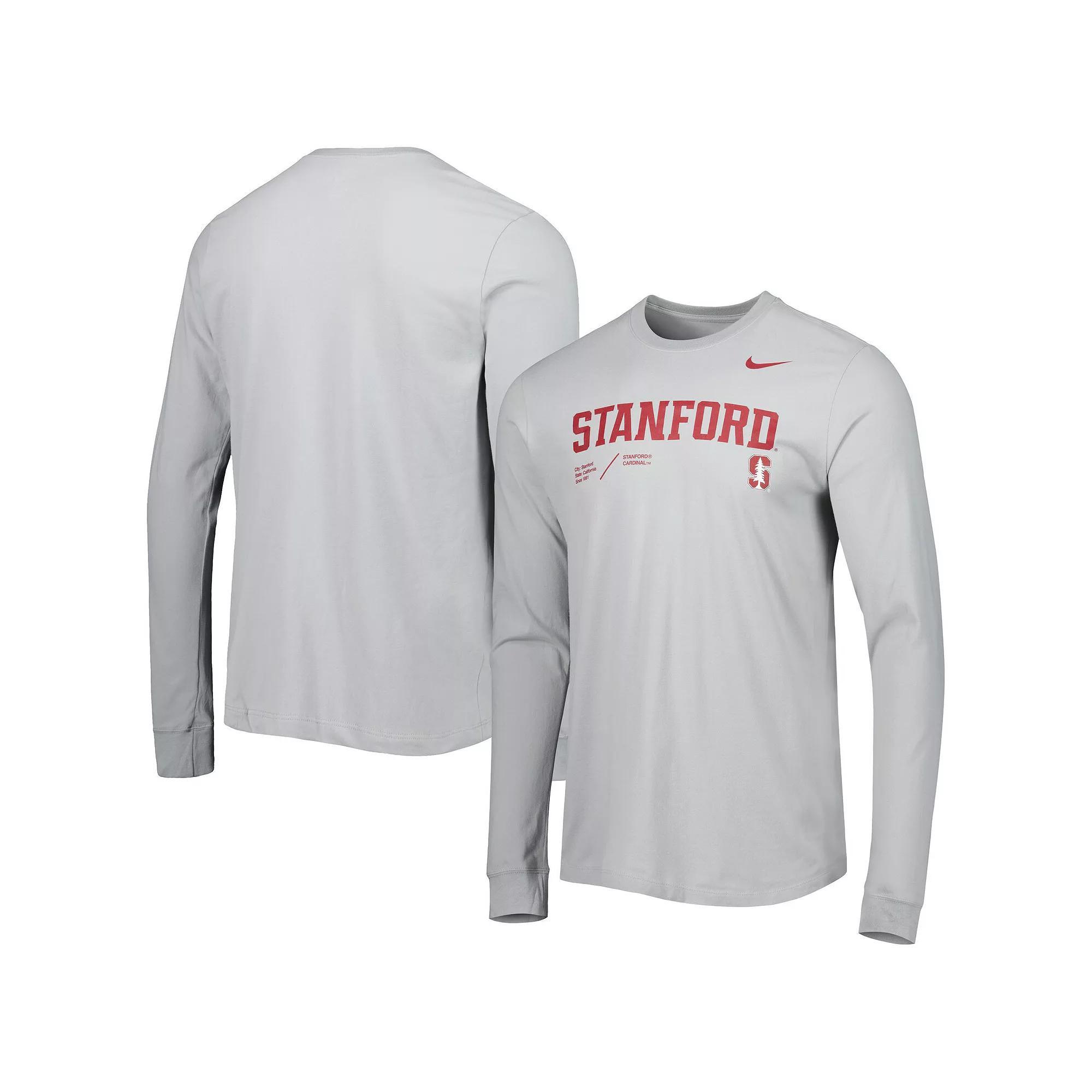 Mens Nike Gray Stanford Cardinal Team Practice Performance Long Sleeve T-Shirt Product Image