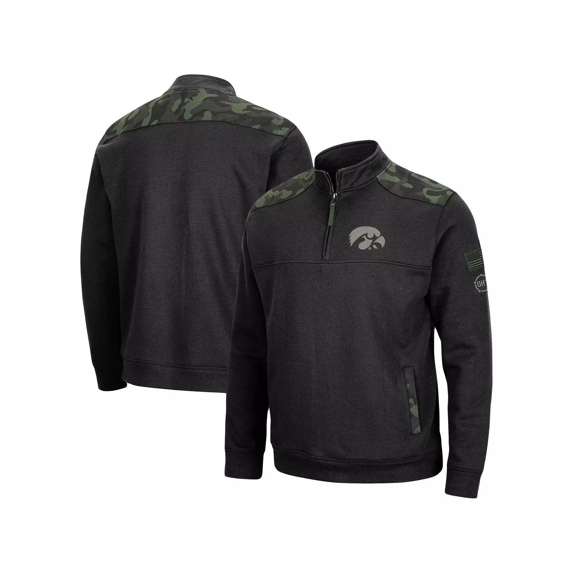 Men's Colosseum Black Louisville Cardinals OHT Military Appreciation Commo Fleece Quarter-Zip Jacket, Size: Medium Product Image