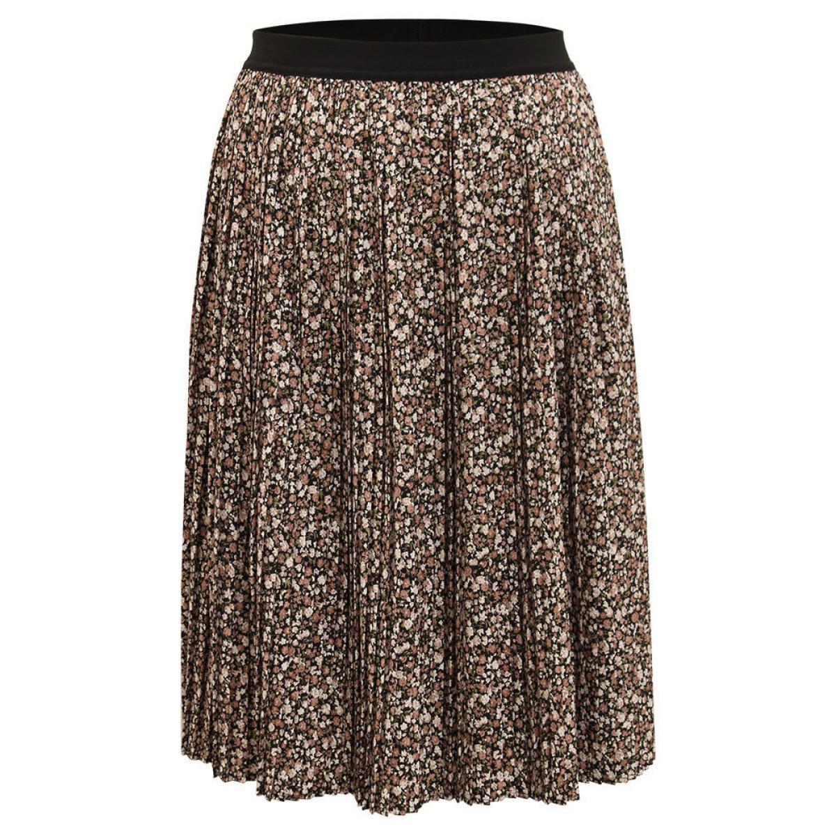 Plus Size Ditsy Floral Elastic Waist Midi Skirt Women Multicolor Elegant Pleated No stretch Dailywear Skirts BloomChic 12/L Product Image