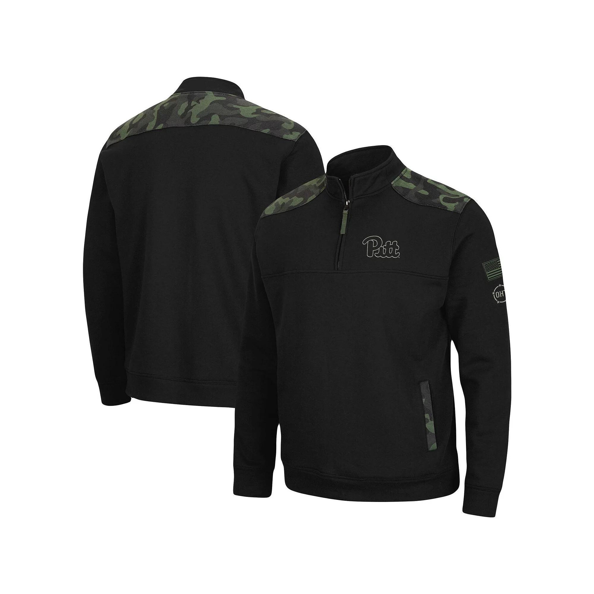 Men's Colosseum Black Louisville Cardinals OHT Military Appreciation Commo Fleece Quarter-Zip Jacket, Size: Medium Product Image
