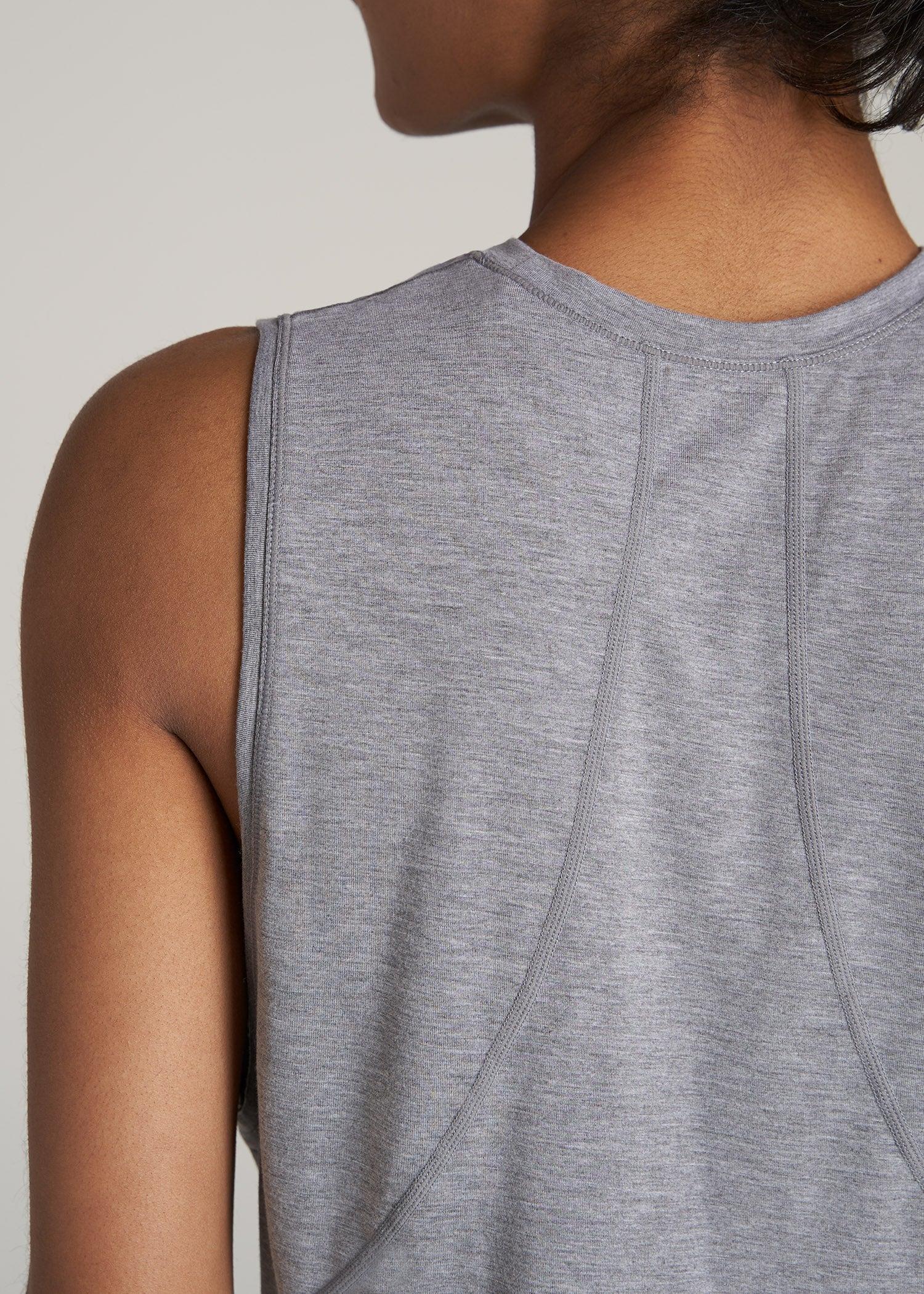 Athletic Cropped Muscle Tank Top for Tall Women in Grey Mix Product Image