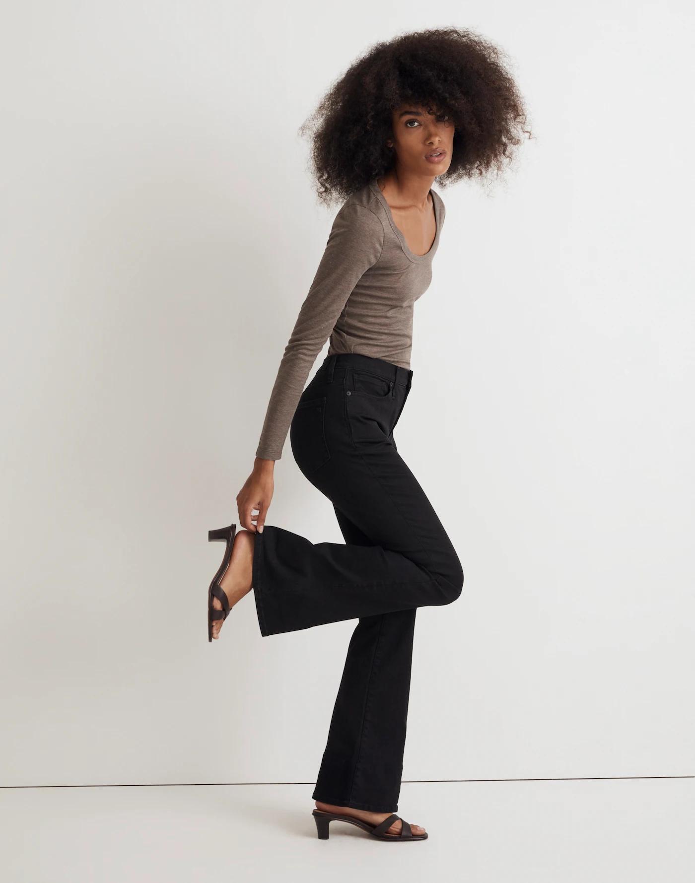 Petite Skinny Flare Jeans in Black Frost Wash Product Image