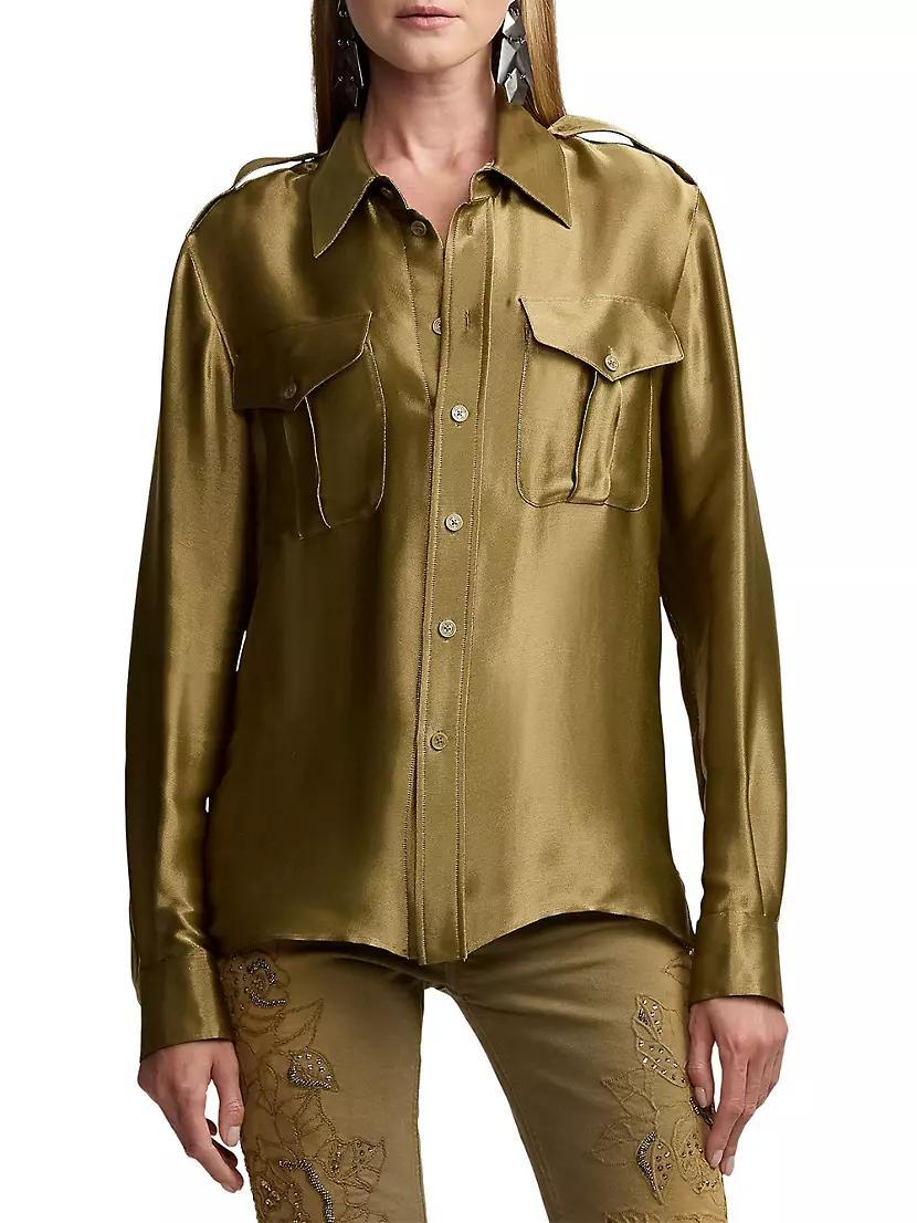 Natalie Metallic Satin Shirt Product Image