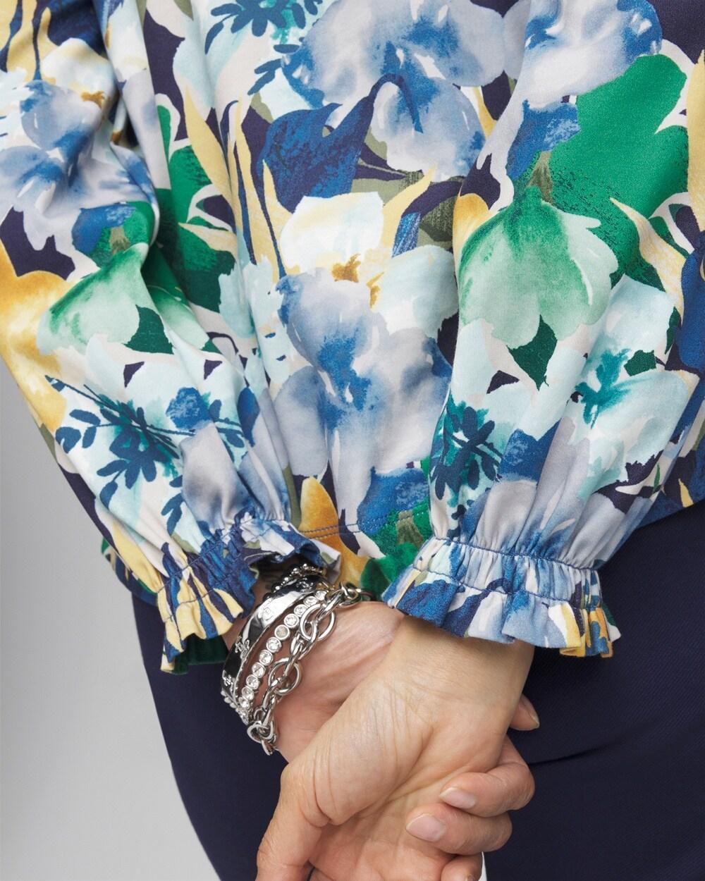 Floral Ruffle Trim Top Product Image