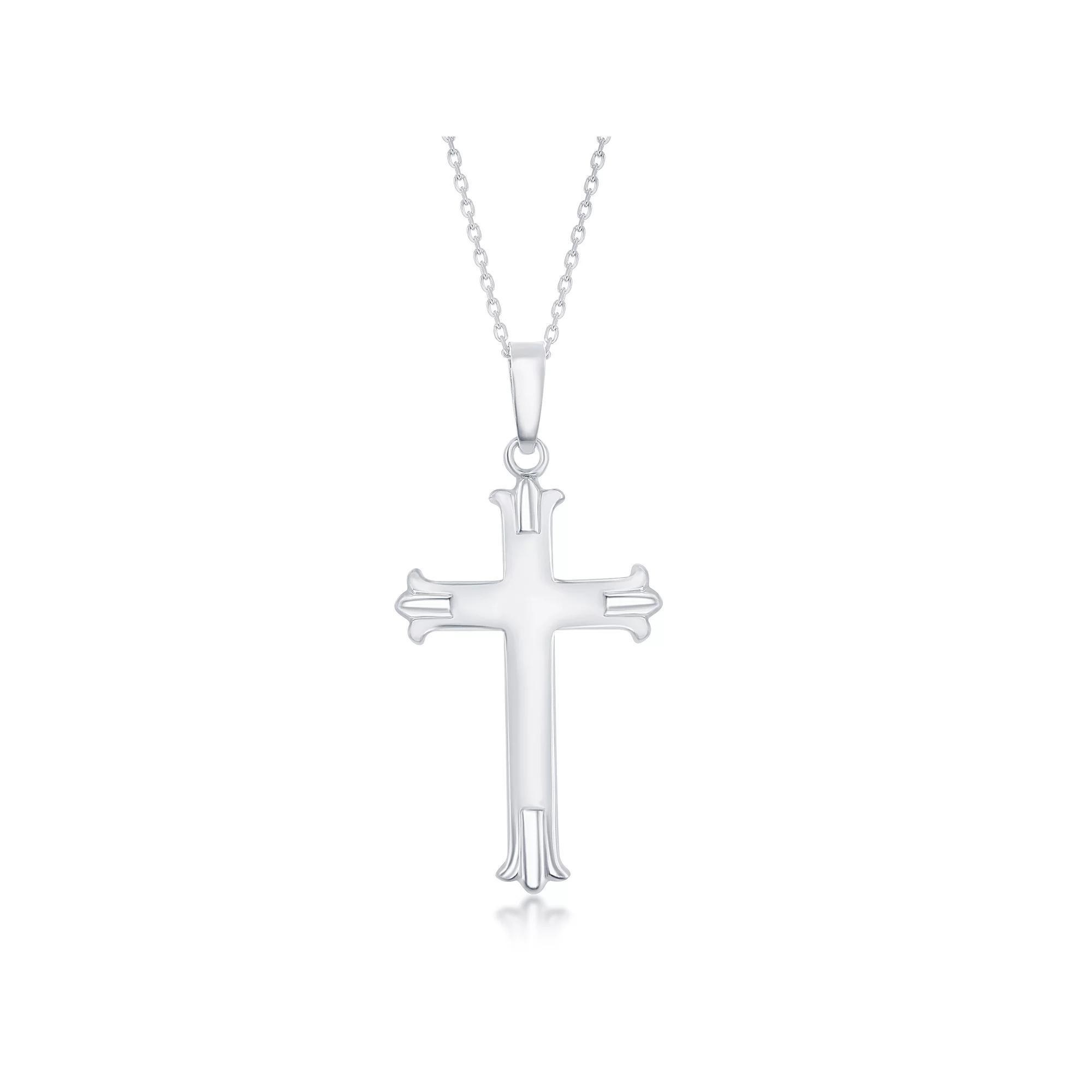Argento Bella Sterling Silver Designed Cross Pendant Necklace, Women's, Size: 18" Product Image