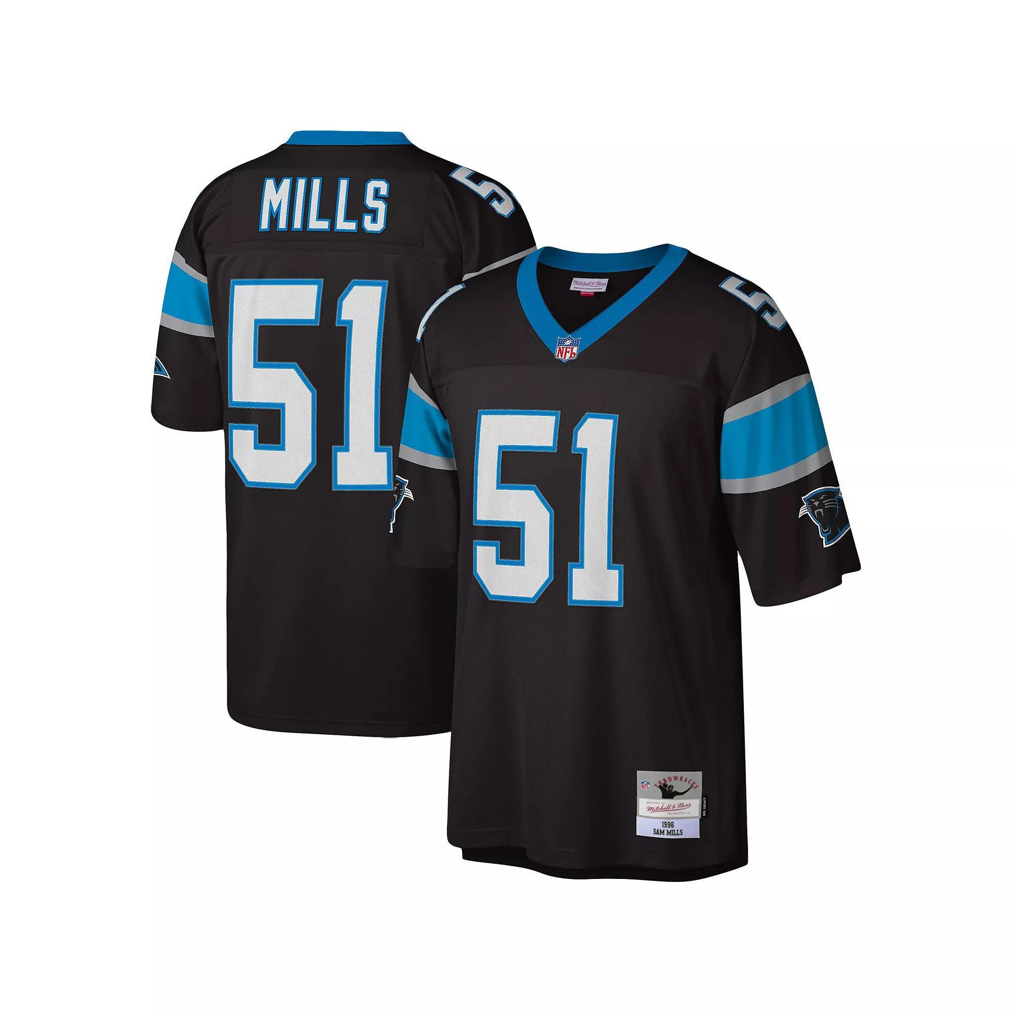 Men's Mitchell & Ness Sam Mills Black Carolina Panthers Legacy Replica Jersey, Size: 2XL Product Image