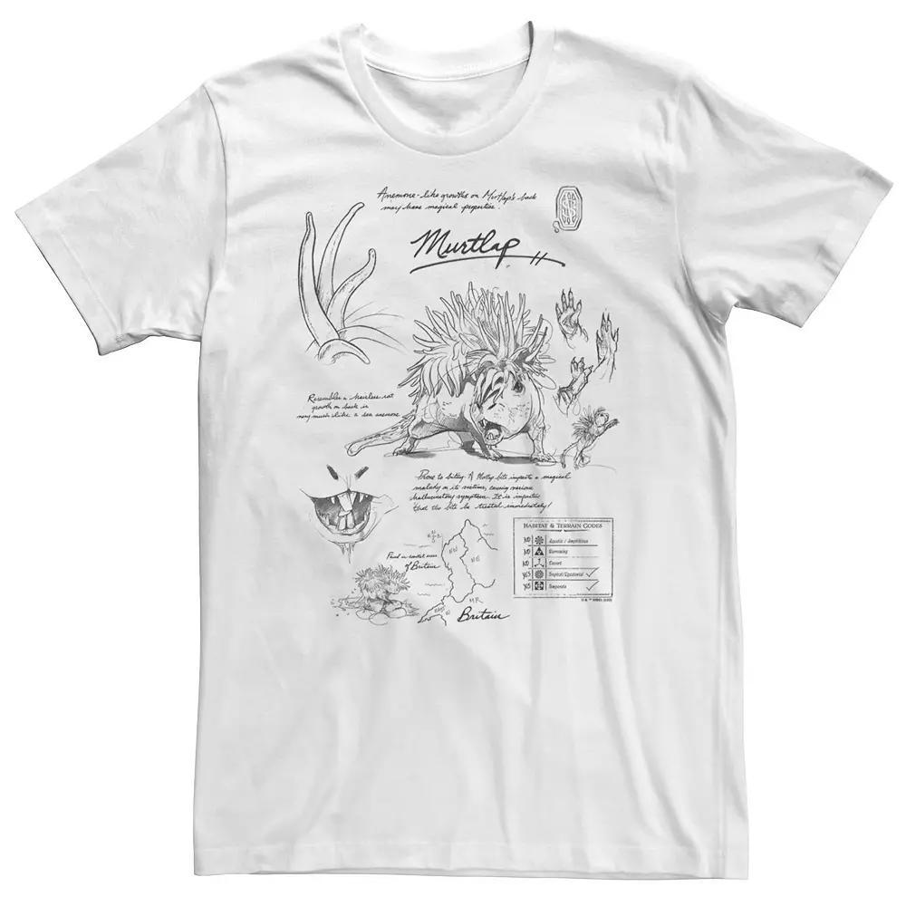 Big & Tall Fantastic Beasts - Grindelwald Murtlap Study Notebook Sketch Tee, Men's, Size: XL Tall, White Product Image