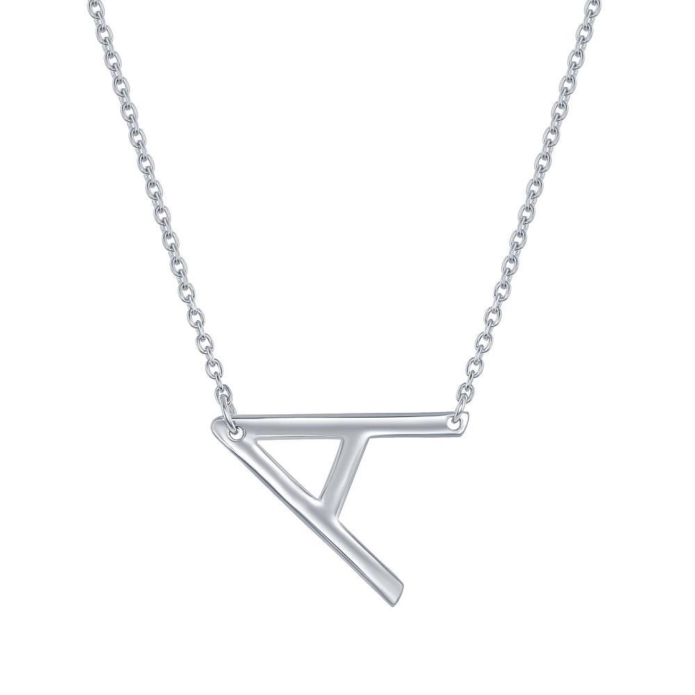 Sterling Silver Sideways Initial Necklace, Womens Sterling B Product Image