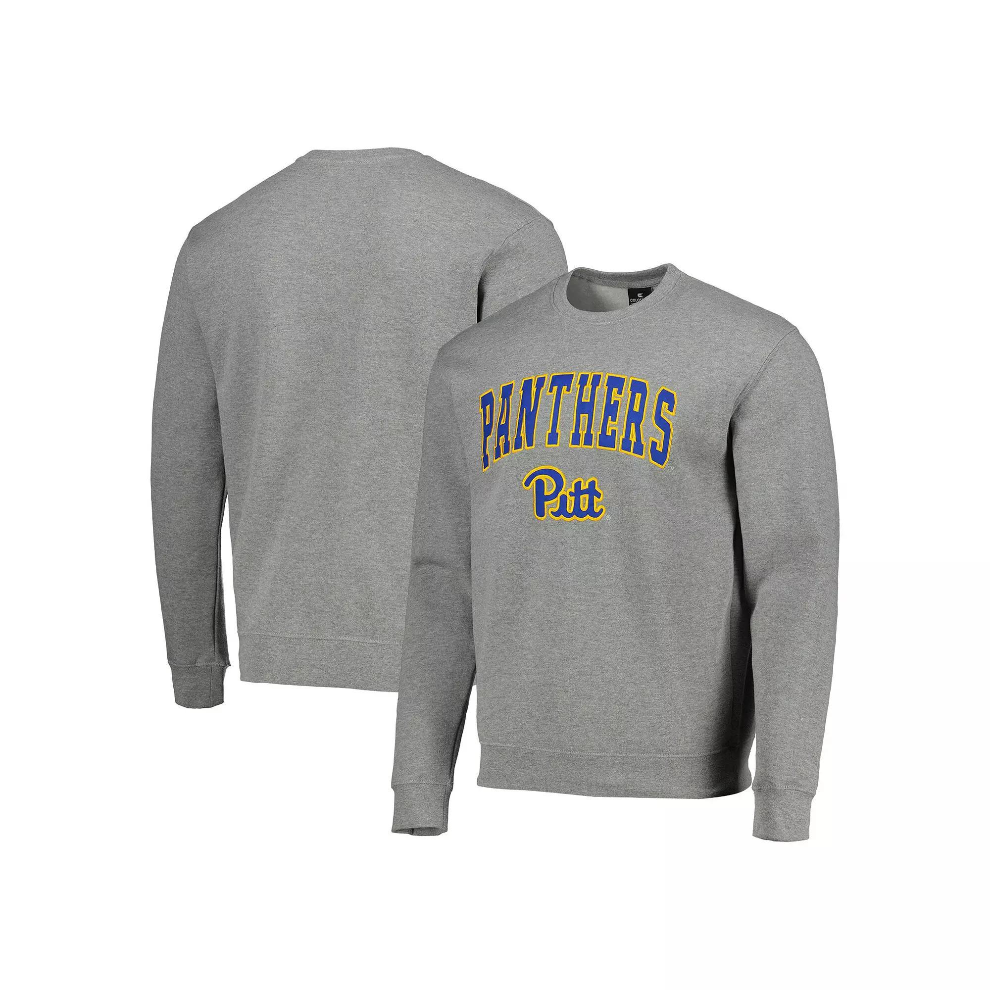 Men's Colosseum Heathered Gray Pitt Panthers Arch & Logo Sweatshirt, Size: XL, Grey Product Image