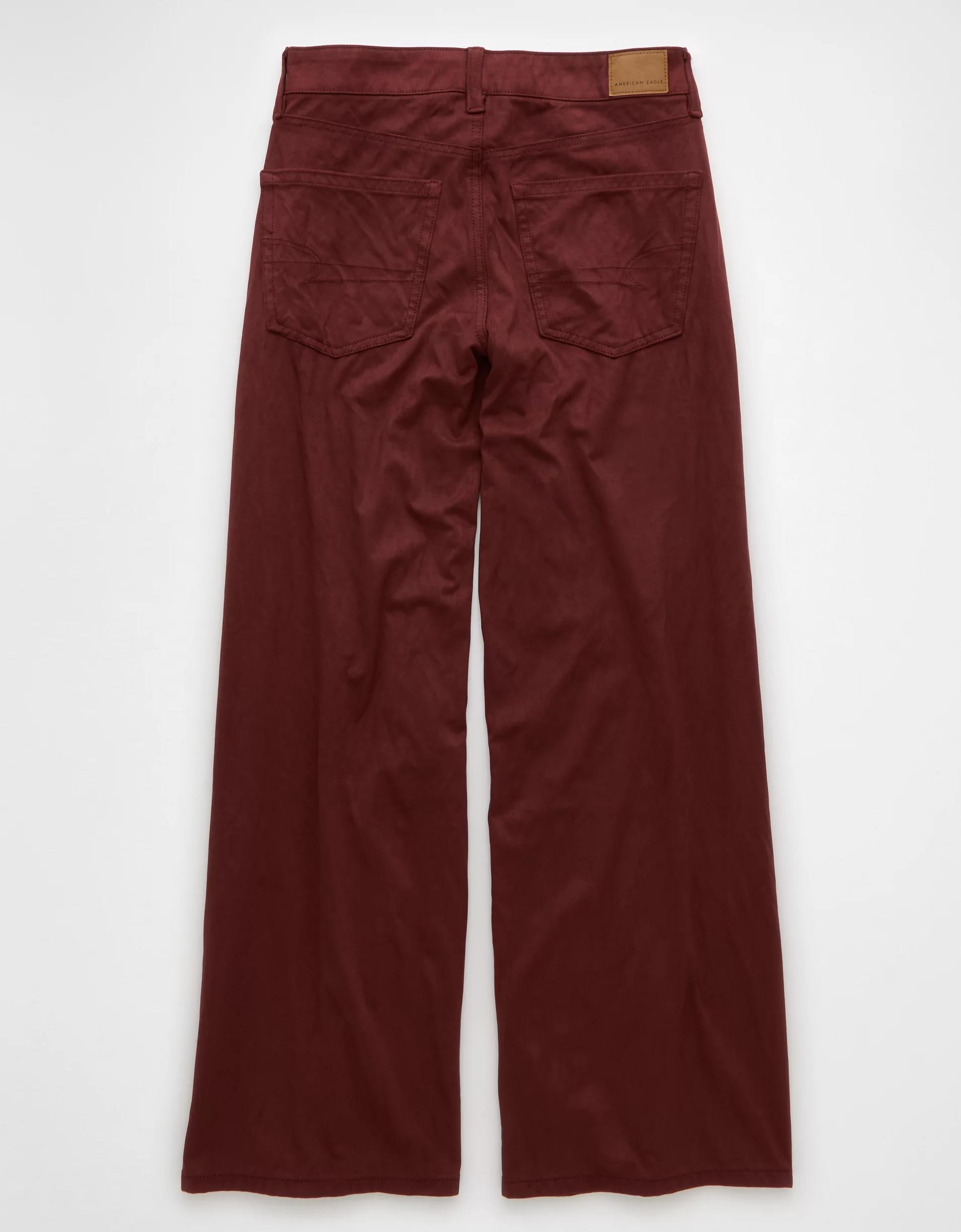 AE Dreamy Drape Sueded High-Waisted Baggy Wide-Leg Pant Product Image