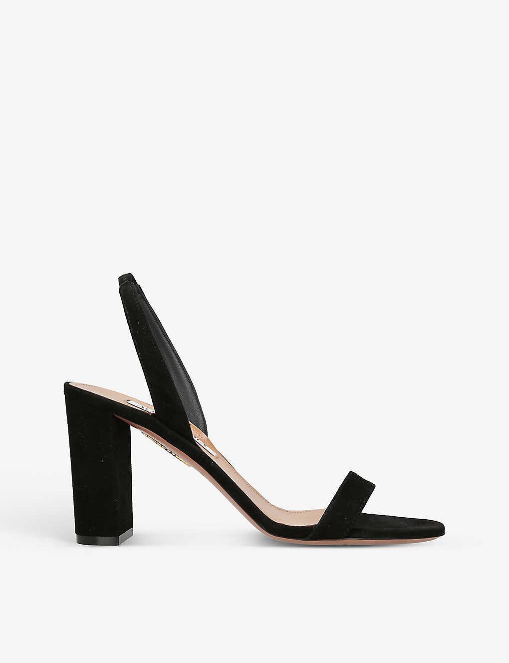AQUAZZURA So Nude 85 Leather Slingback Sandals In Black Product Image