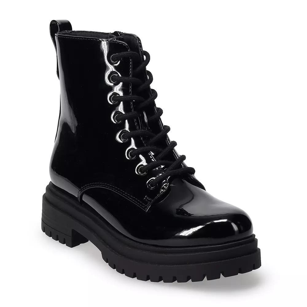 SO® Meela Women's Lace-Up Combat Boots, Size: 5.5, Blackpat Product Image