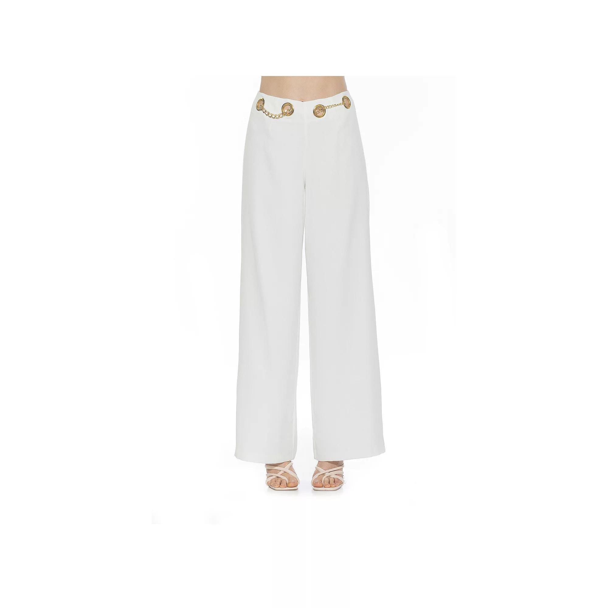 Women's ALEXIA ADMOR Cassie Wide Leg Mid Rise Pants, Size: 10, Ivory Product Image
