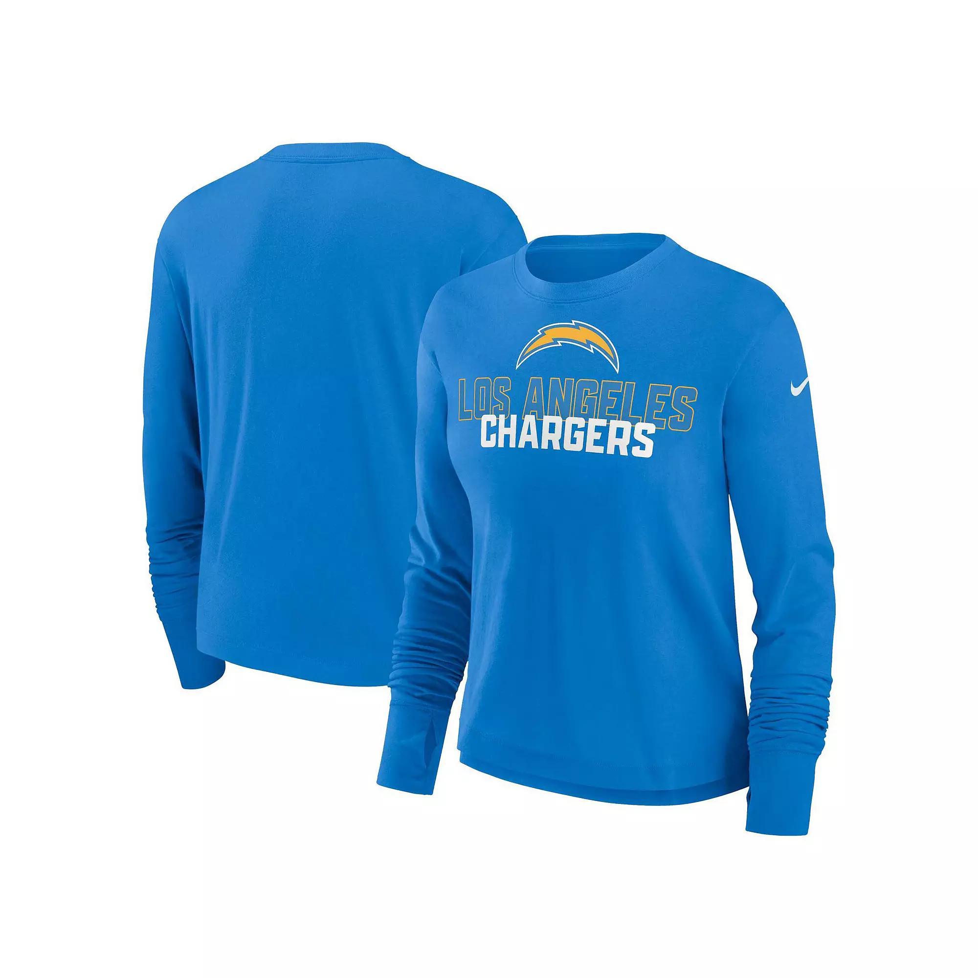 Women's Nike Powder Blue Los Angeles Chargers High Hip Performance Long Sleeve T-Shirt, Size: Medium, Light Product Image