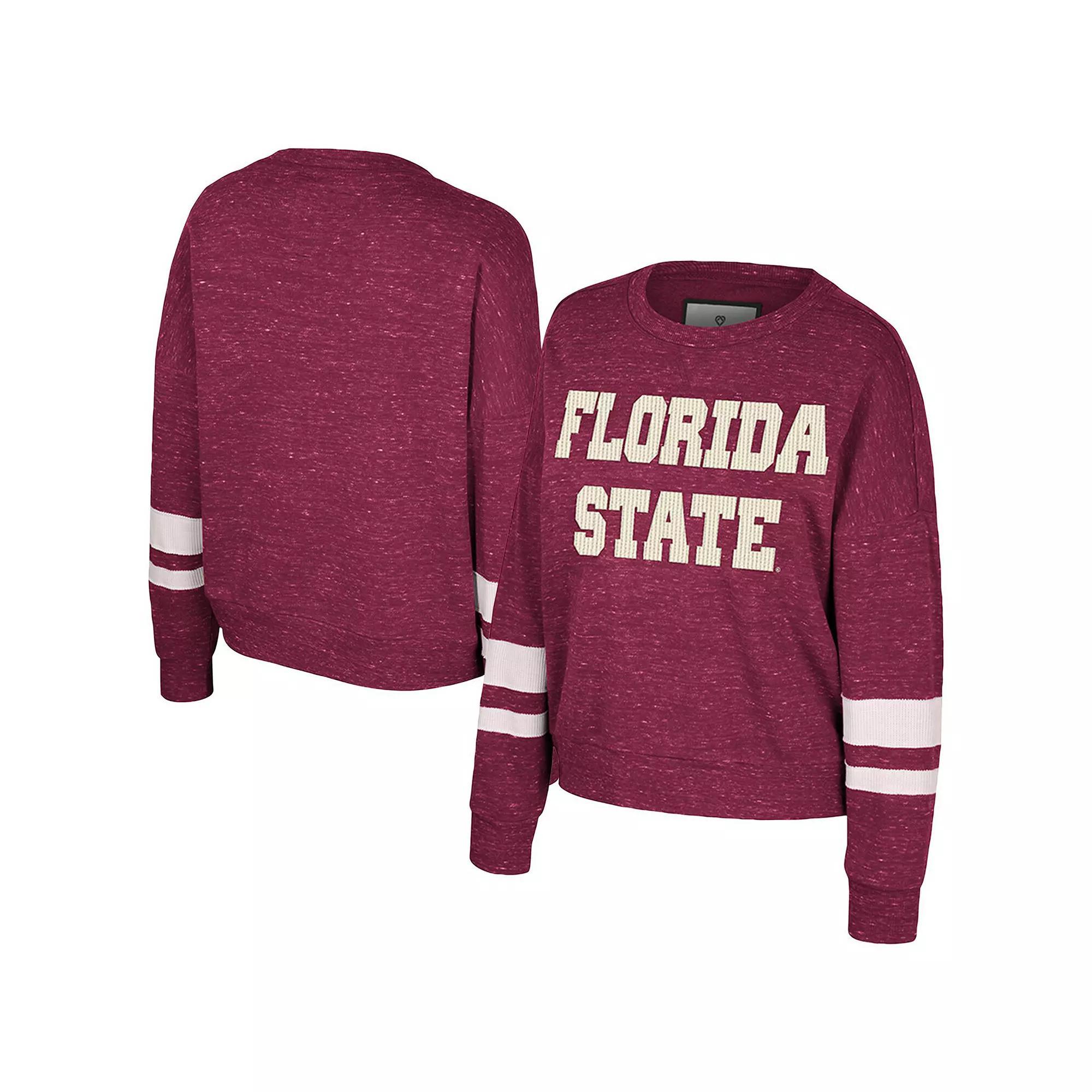 Womens Colosseum Garnet Florida State Seminoles Lost City Speckle Pullover Sweatshirt Product Image