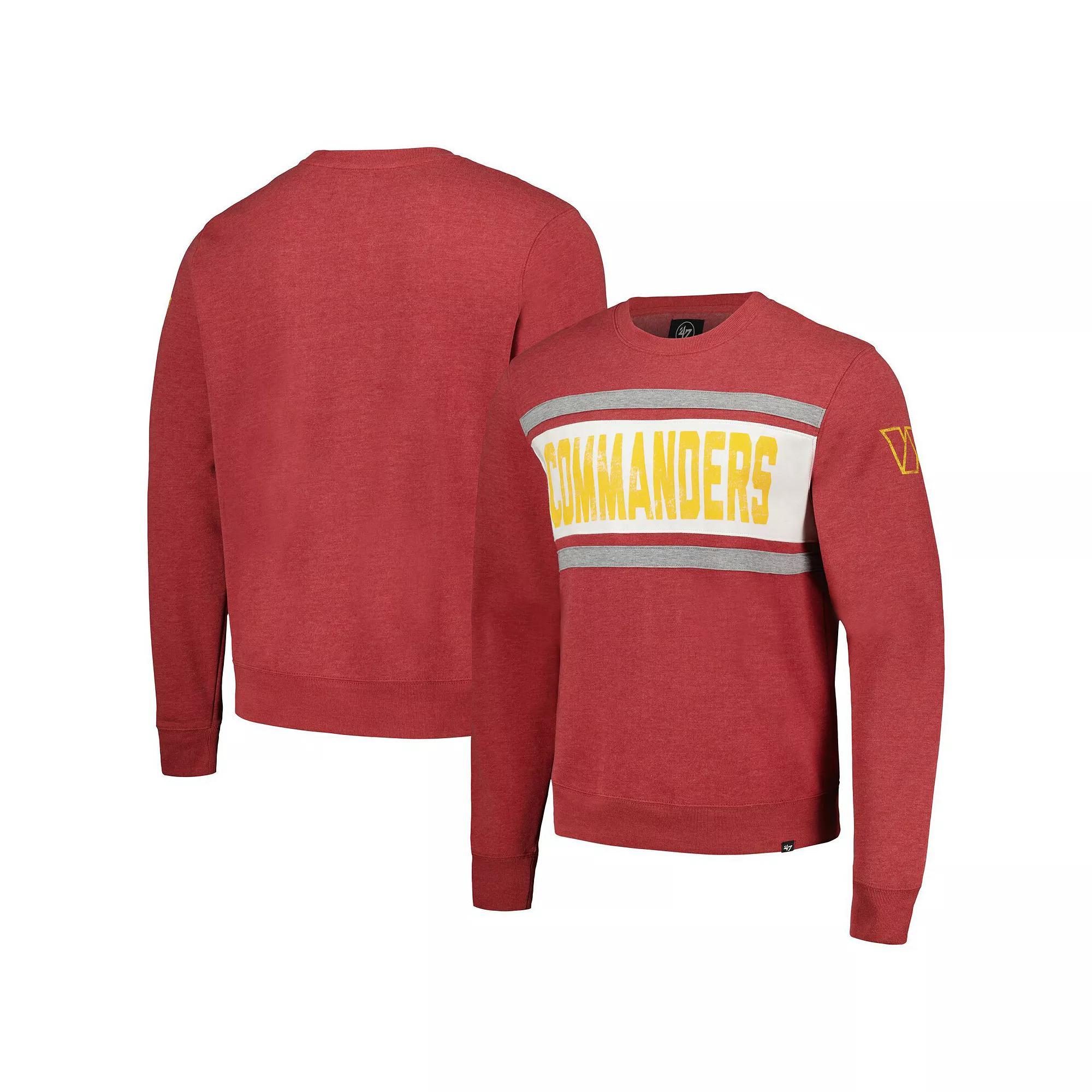Men's '47 Heathered Burgundy Washington Commanders Bypass Tribeca Pullover Sweatshirt, Size: 2XL, Wft Med Re Product Image