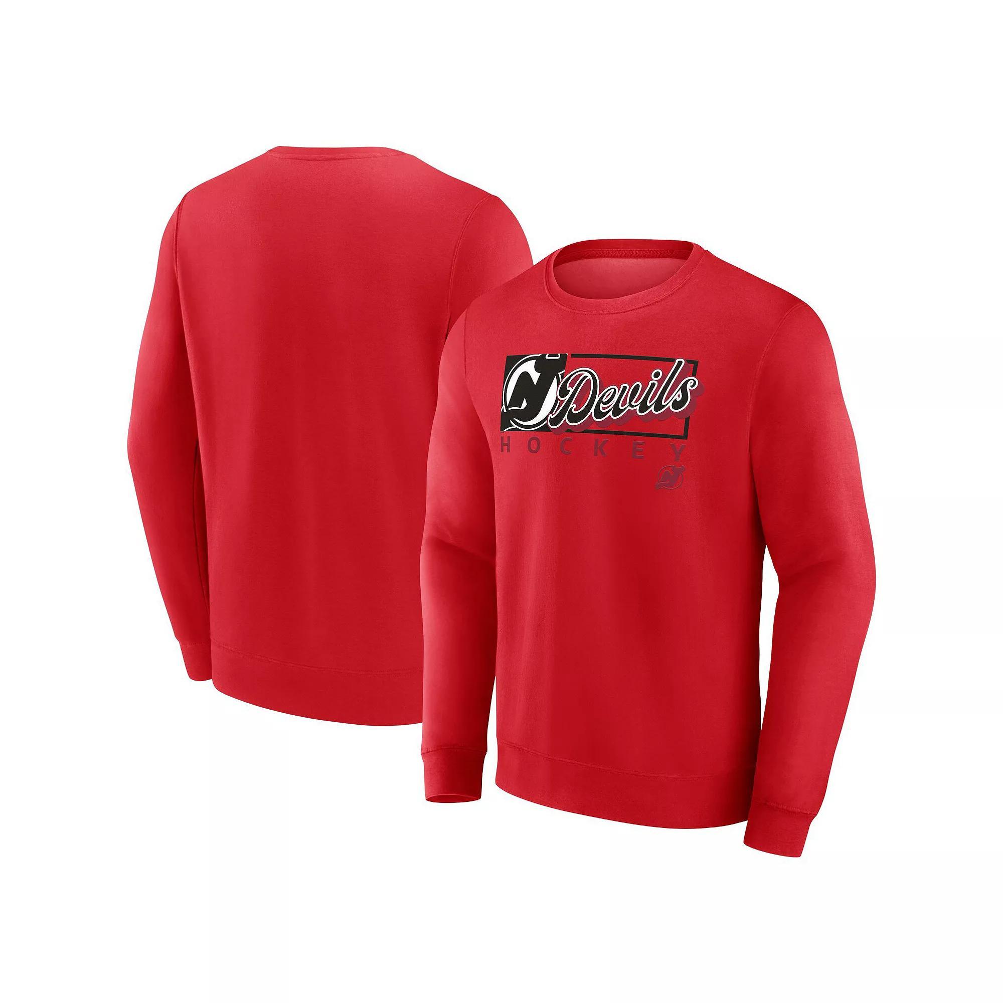 Men's Fanatics Red New Jersey Devils Focus Fleece Pullover Sweatshirt, Size: Small, Nhl Red Product Image