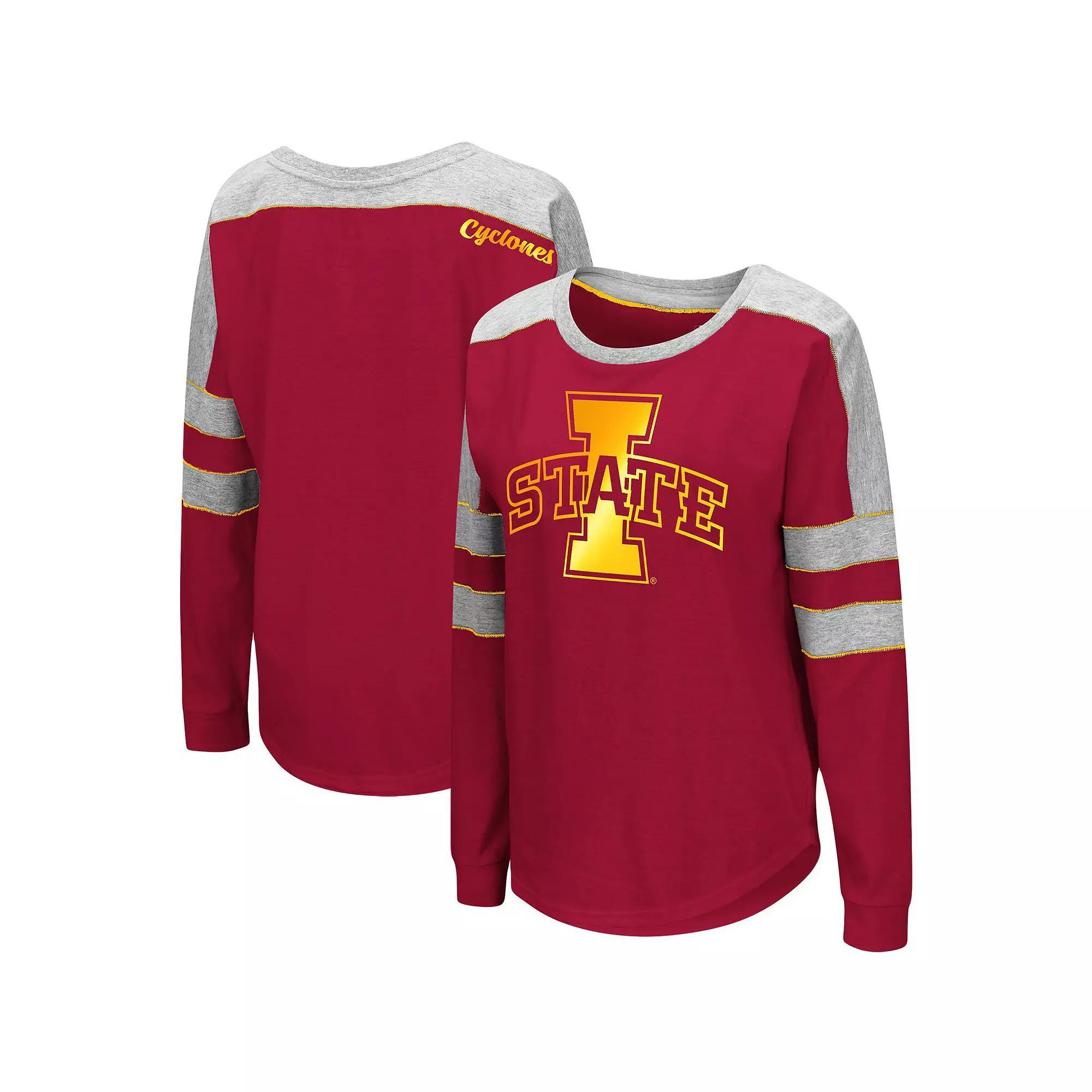 Women's Colosseum Crimson Iowa State Cyclones Trey Dolman Long Sleeve T-Shirt, Size: Small, Red Product Image