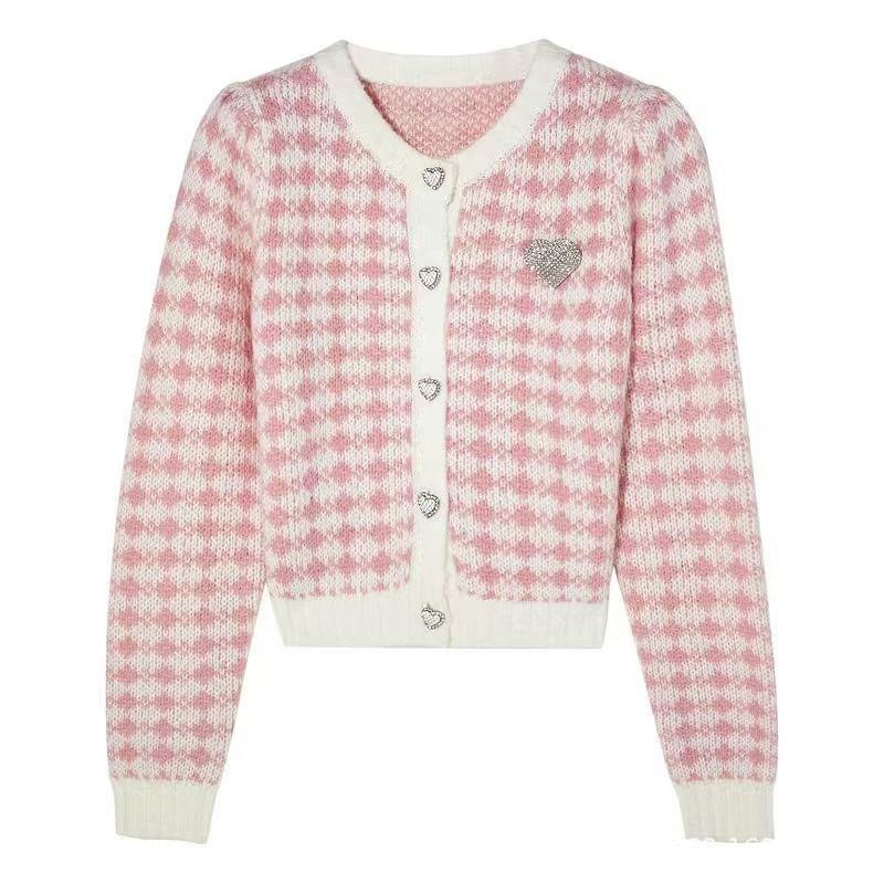 Argyle Print Button-Up Cardigan Product Image