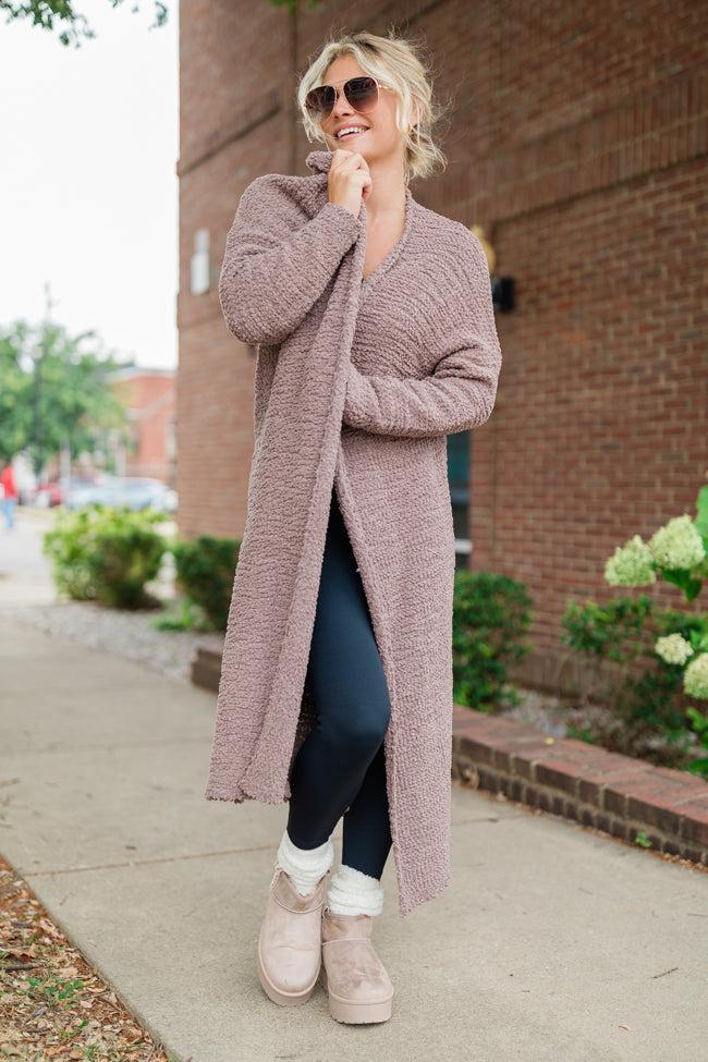 Slow Your Roll Mocha Long Popcorn Cardigan FINAL SALE Product Image