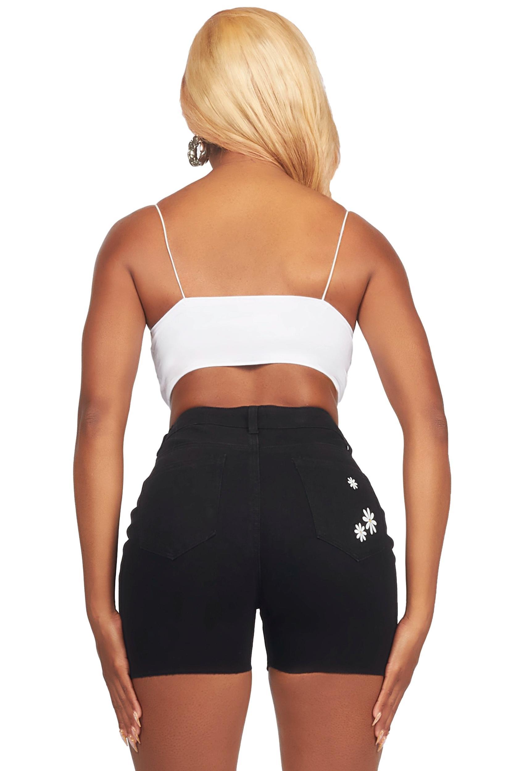 Making Me Daisy Black Denim Short Female Product Image