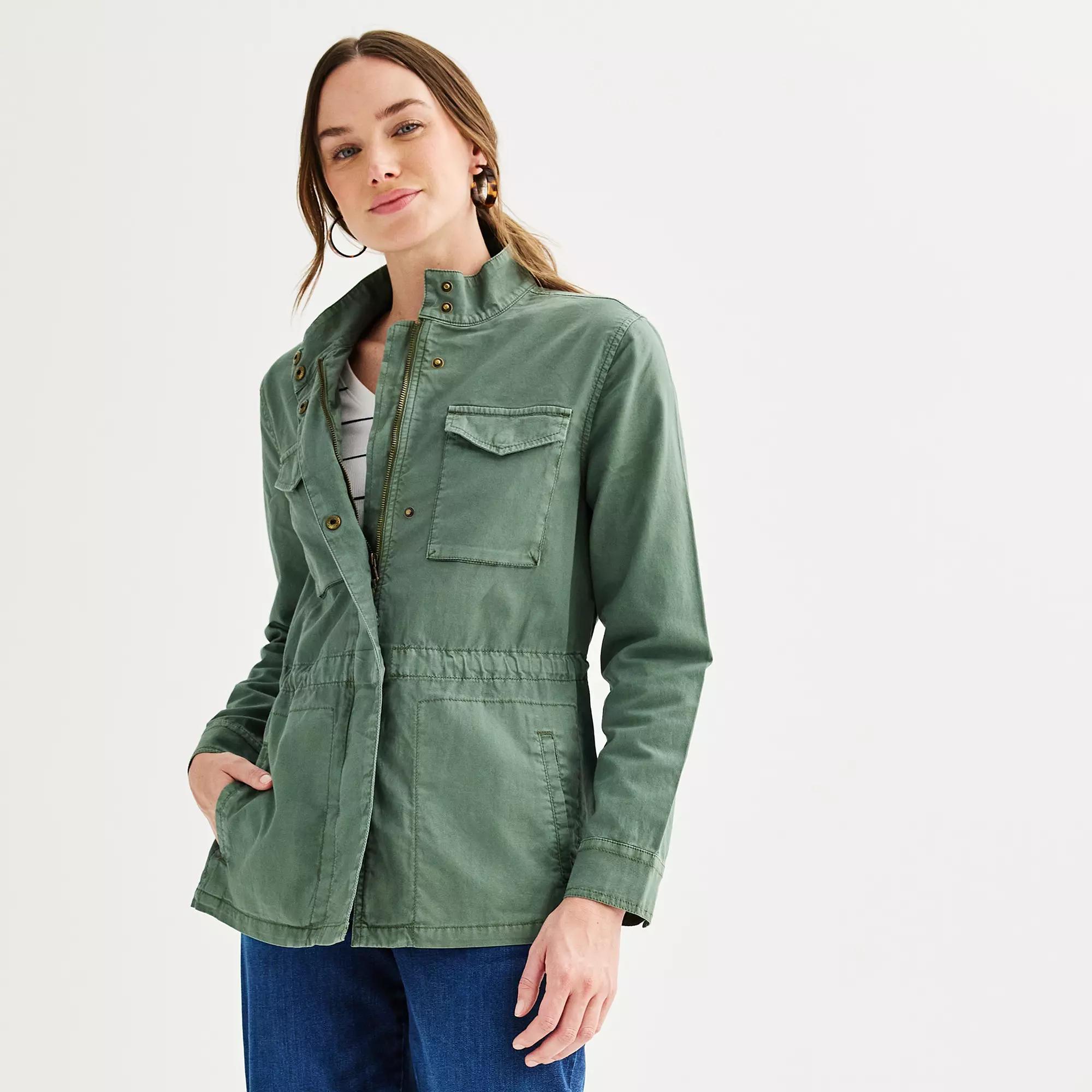 Petite Sonoma Goods For Life® Patch Pocket Utility Jacket, Women's, Size: Large Petite, Manolo Green Product Image
