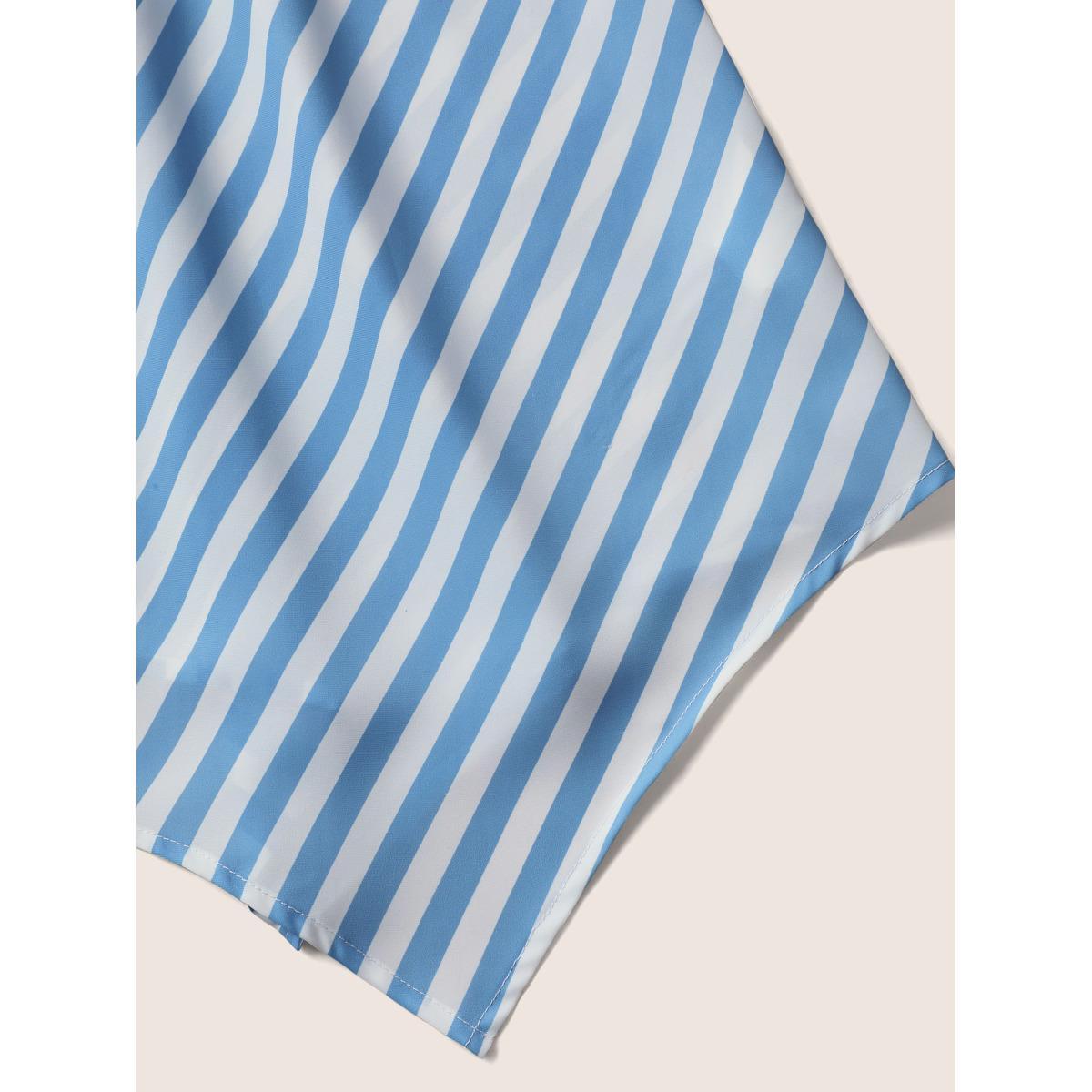 Plus Size Striped Elastic Waist Hanky Hem Tank Top Women LightBlue Casual Contrast V-neck Everyday Tank Tops Camis BloomChic 30/6X Product Image