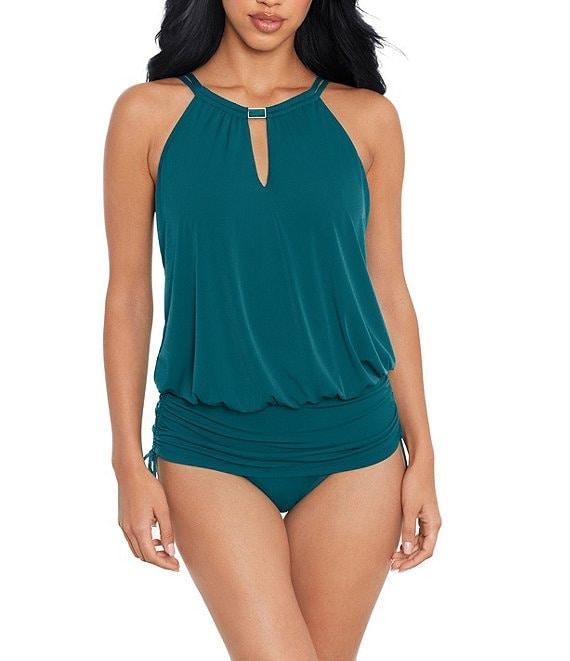 Magicsuit Susan Solid Underwire Keyhole Highneck Blouson Side Tie One Piece Convertible Swim Dress Product Image