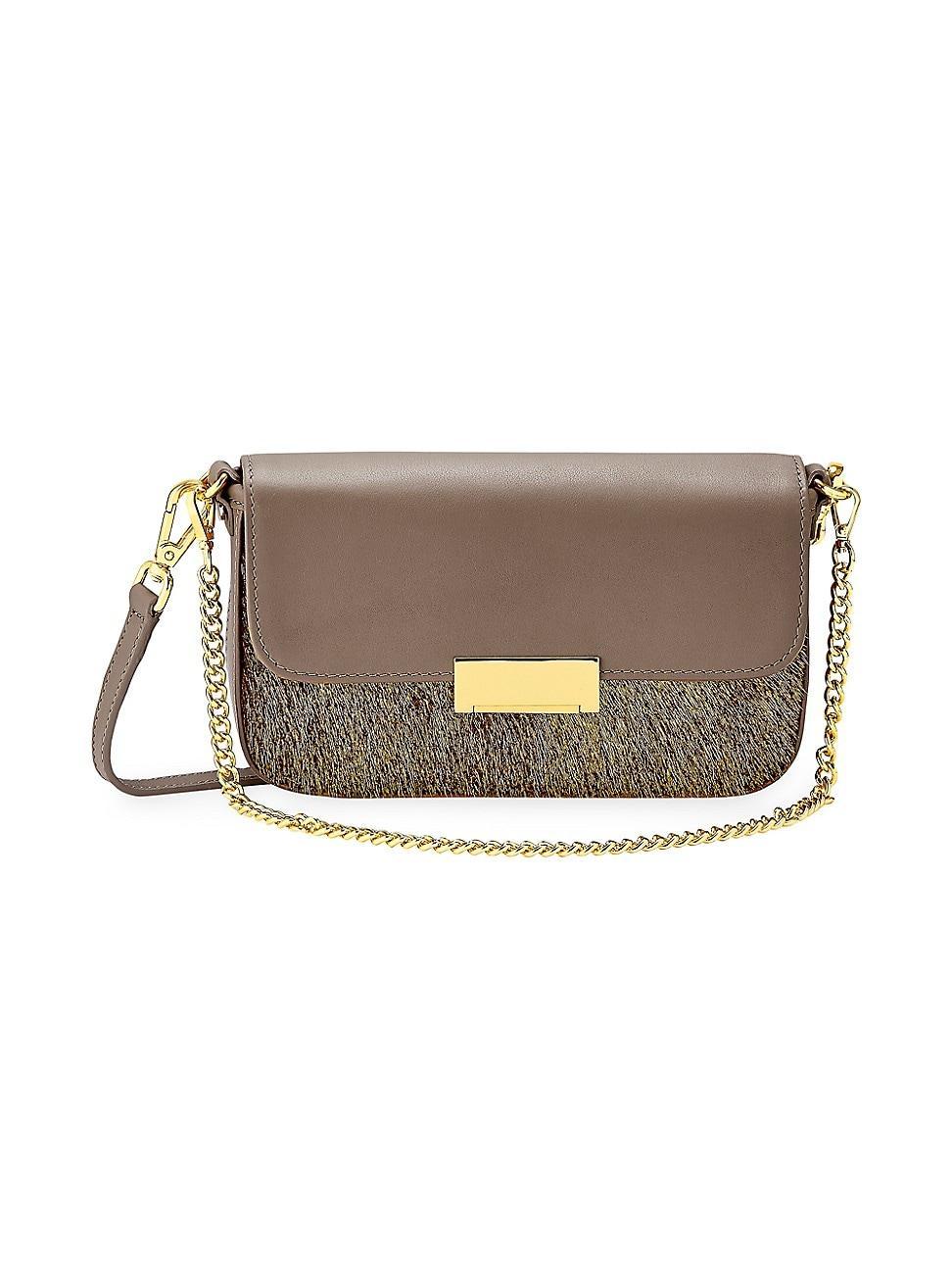 Womens Edie Metallic Calf Hair Shoulder Bag Product Image