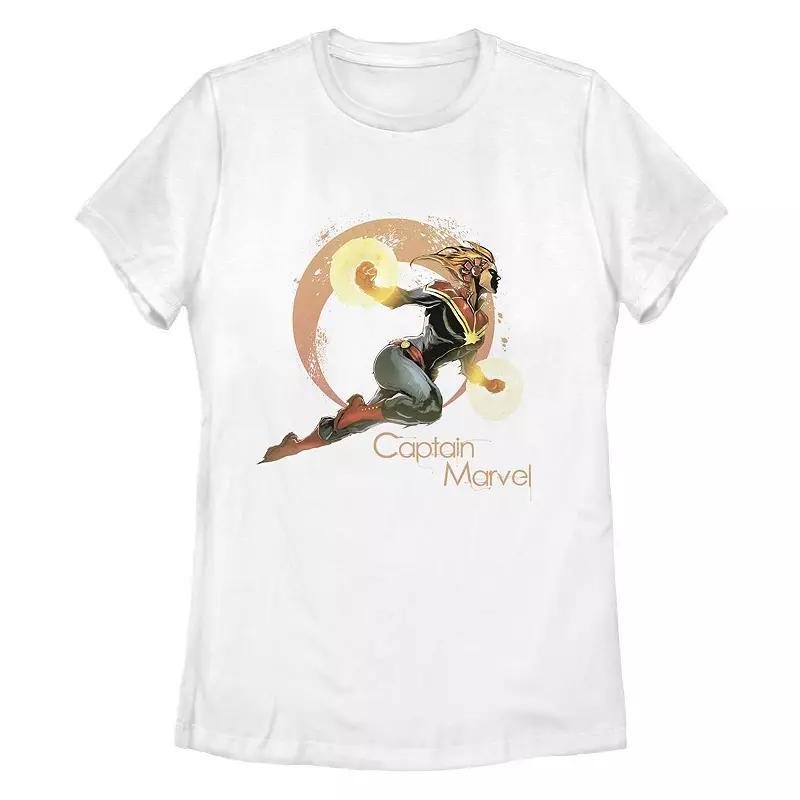 Juniors' Marvel Retro Captain Marvel Circle Tee, Girl's, Size: XL, White Product Image