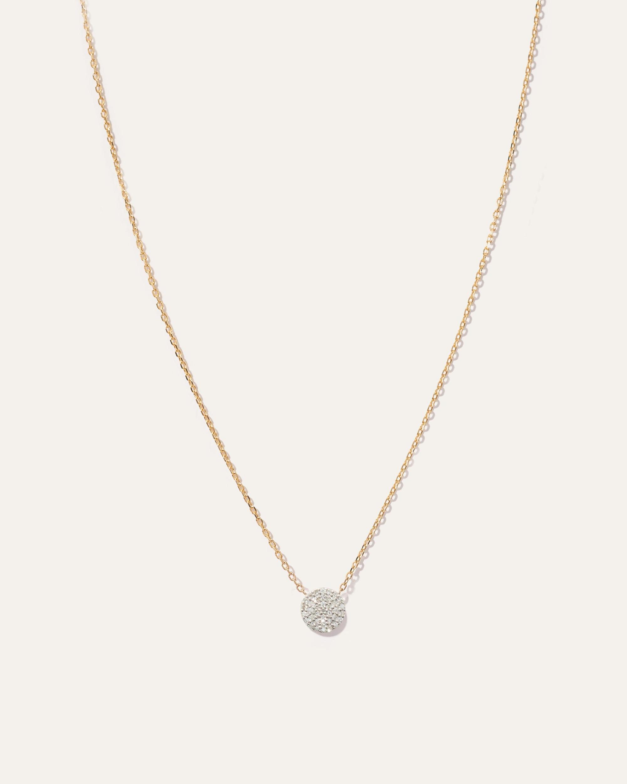 Quince | Women's 14K Gold Pave Diamond Disc Necklace Product Image