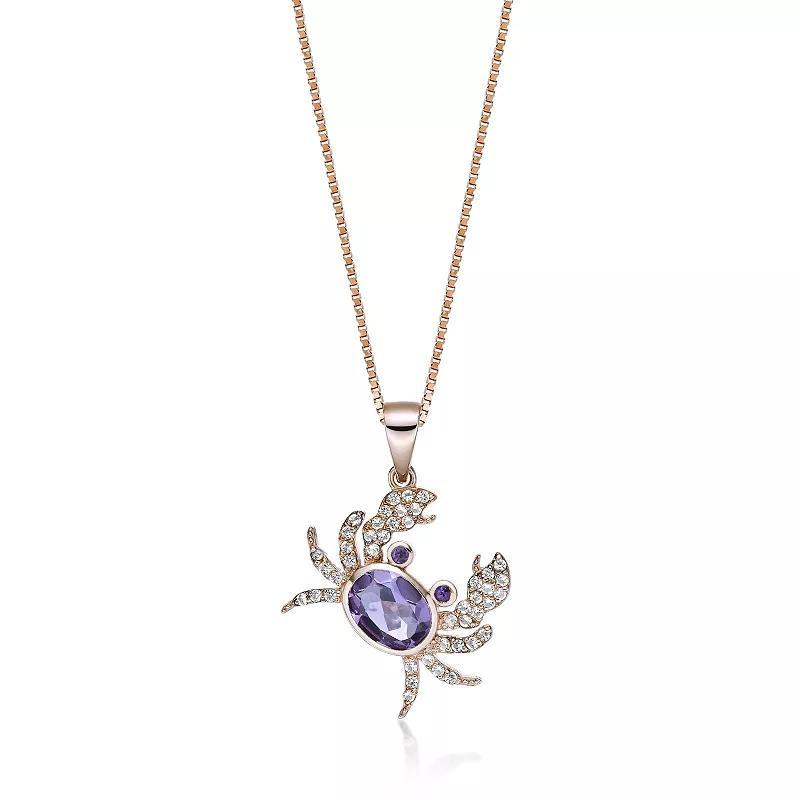 Gemminded Sterling Silver Garnet & White Topaz Crab Pendant Necklace, Women's, Size: 18", Purple Rose Tone Product Image