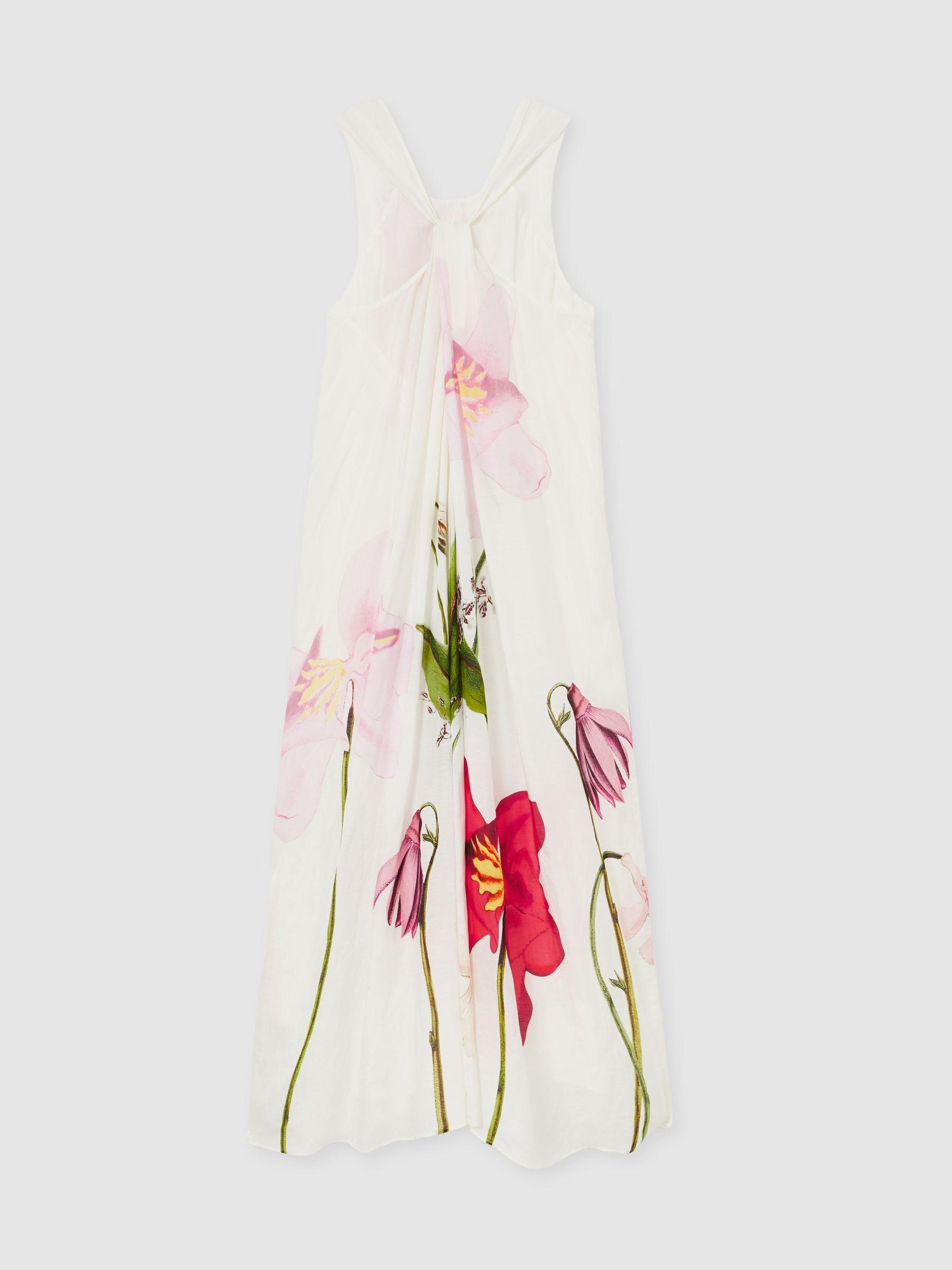 NYBG Floral Print Maxi Dress With Linen in Ivory Product Image