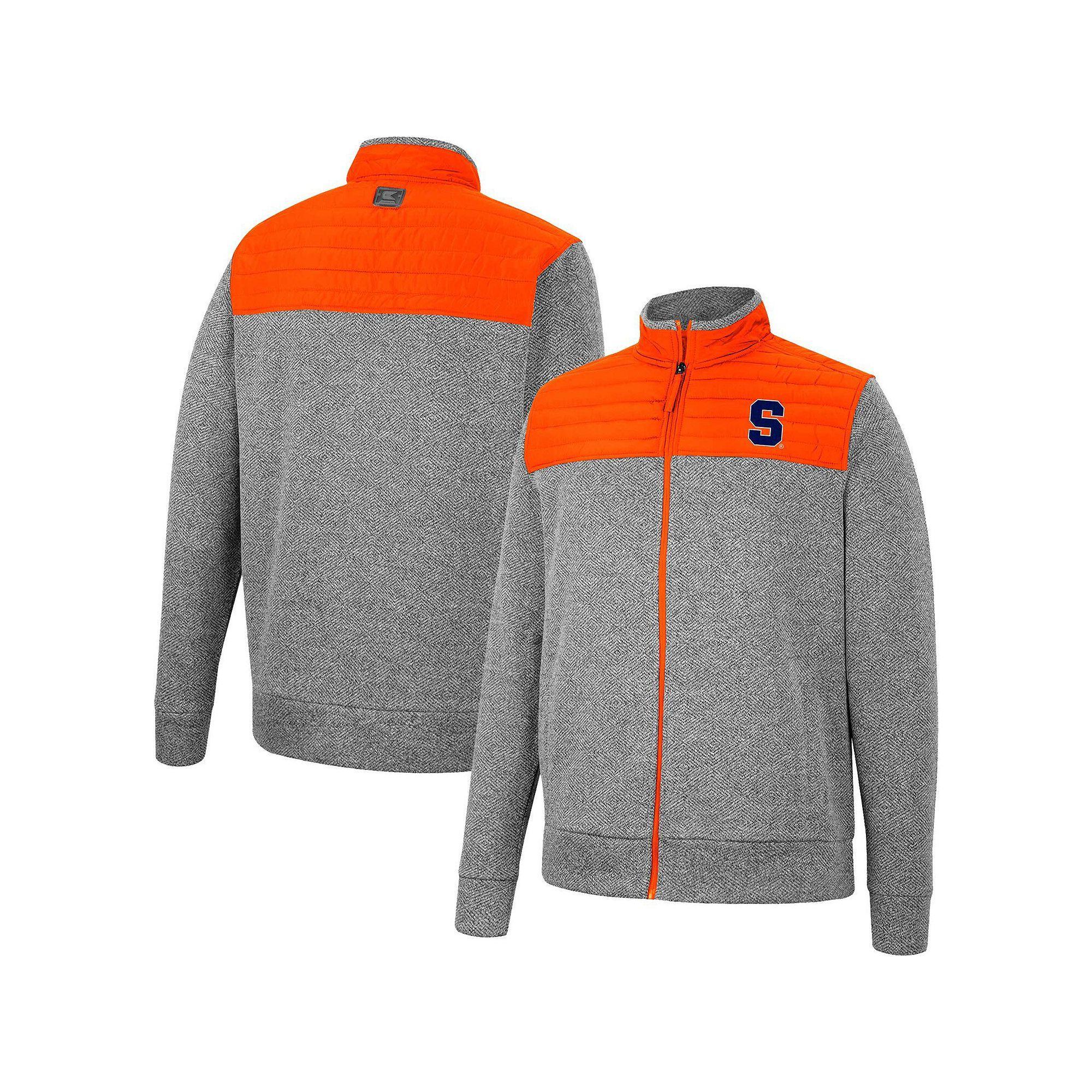 Mens Colosseum Charcoal/Orange Syracuse Orange Putter Herringbone Full-Zip Jacket Product Image