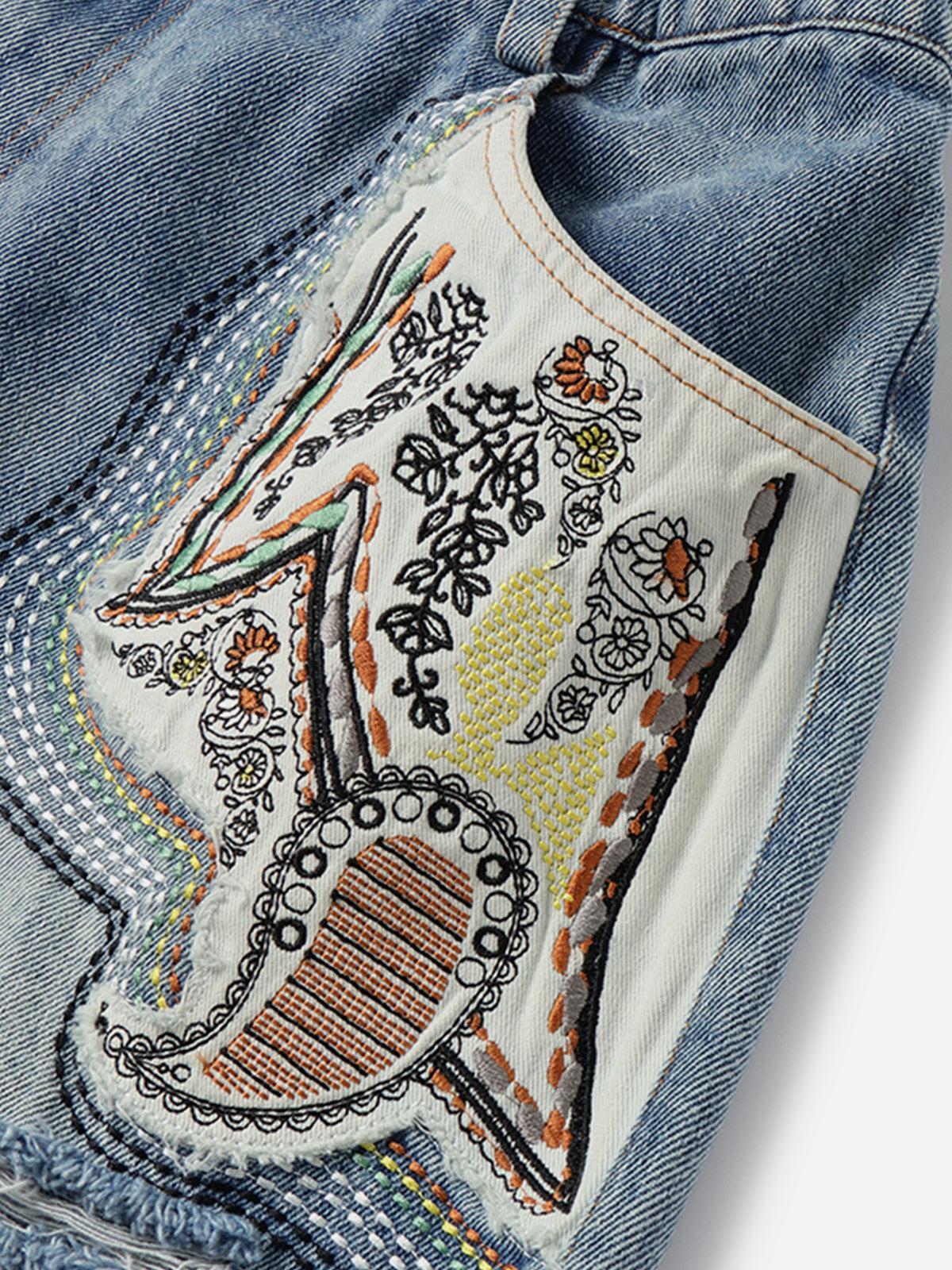 Aelfric Eden Applique Embroidery Longline Jorts Product Image
