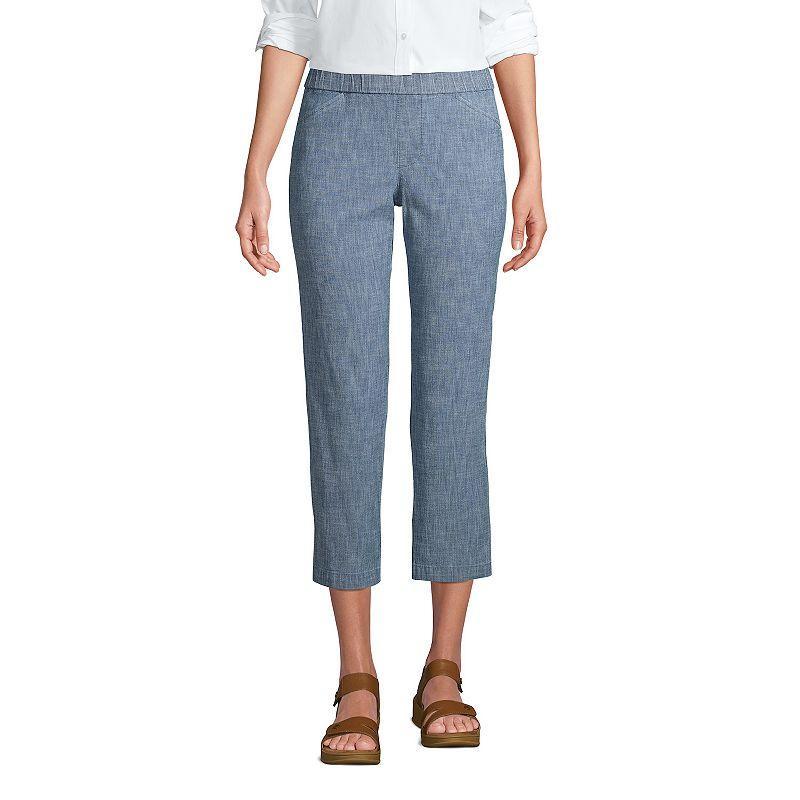 Womens Lands End Pull-On Chino Crop Pants Deep Blue Product Image