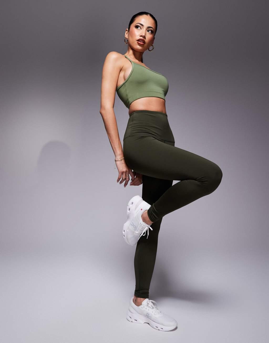 4505 Icon bum sculpt gym leggings with stash pocket in moss green  Product Image