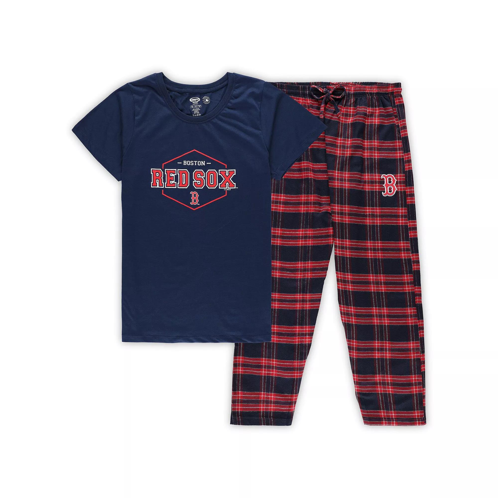 Women's Concepts Sport Navy/Red Boston Red Sox Plus Size Badge Sleep Set, Size: 3XL, Blue Product Image