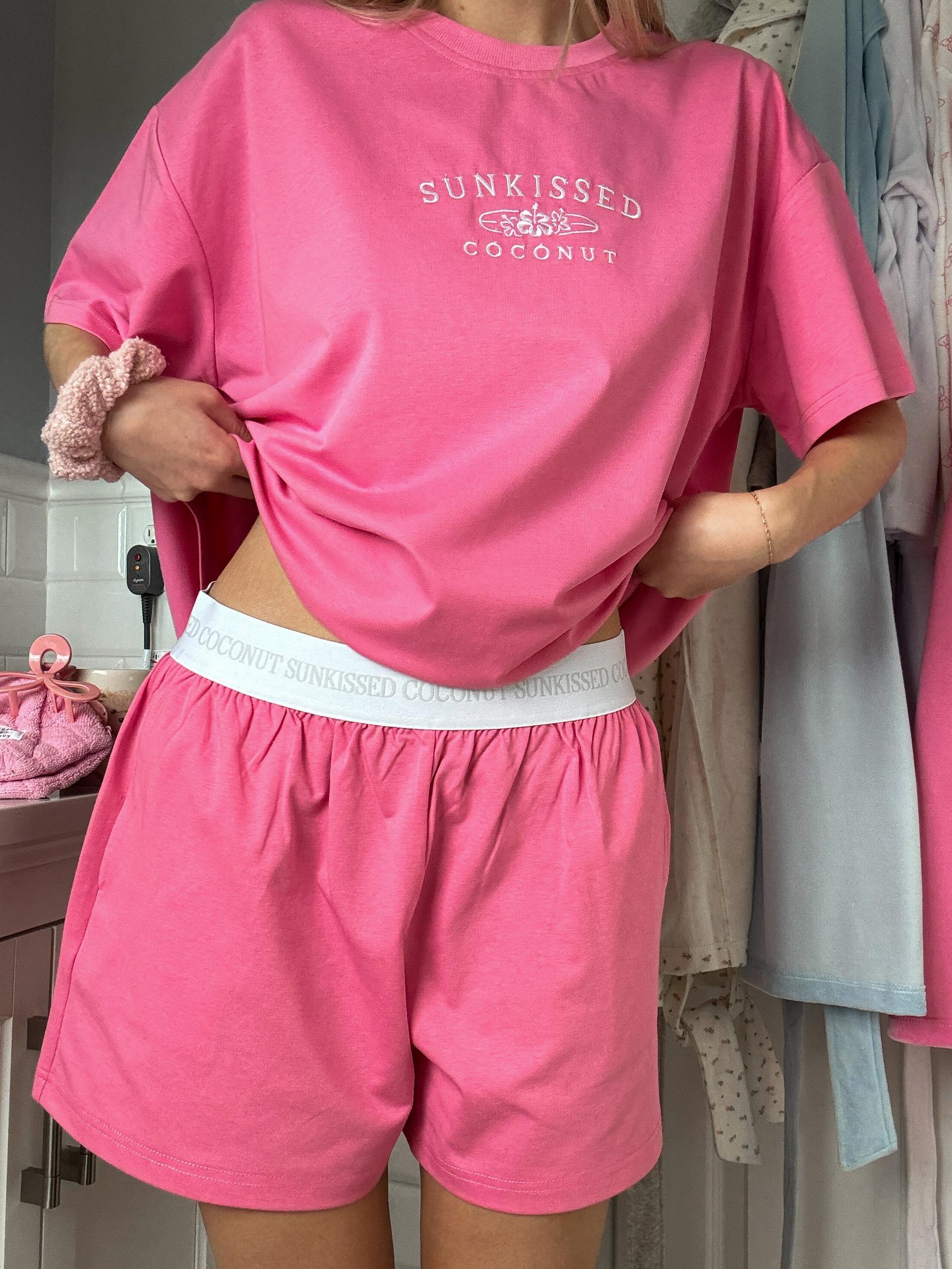 Malibu Pink Basic Watercolor Shorts Product Image