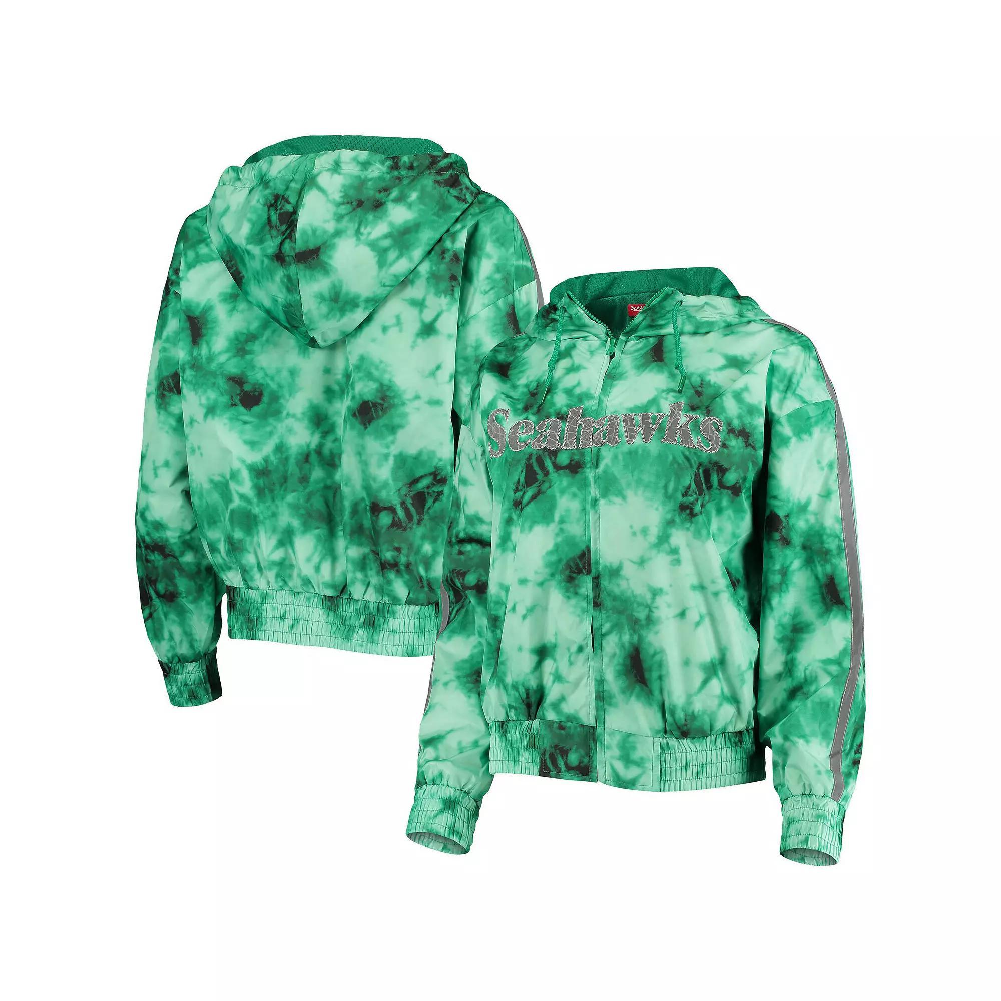 Women's Mitchell & Ness Neon Green Seattle Seahawks Galaxy Full-Zip Windbreaker Hoodie Jacket, Size: Large, Brt Gr Product Image