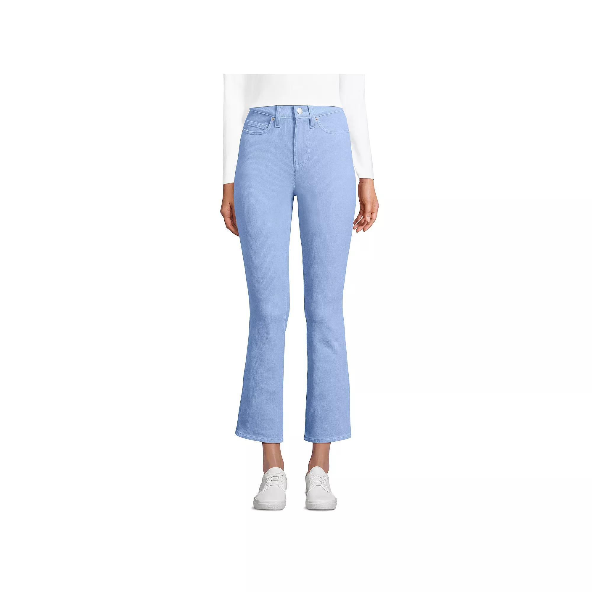 Women's Lands' End Corduroy High Waisted Kick Crop Pants, Size: 14, Patina Blue Product Image