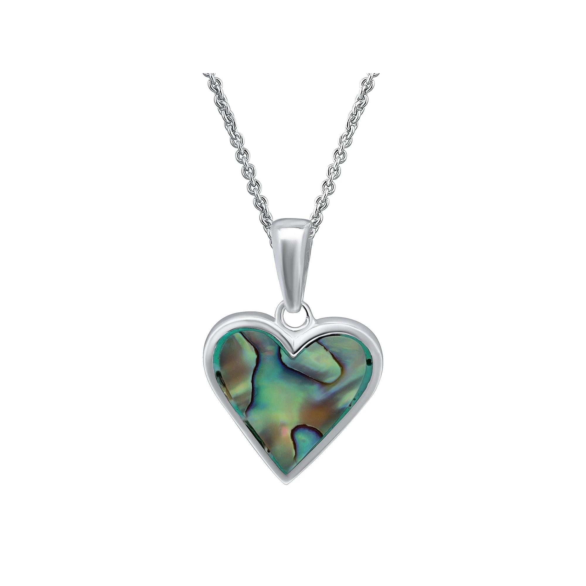 Aleure Precioso Silver Plated Abalone Small Heart Pendant Necklace, Women's, Size: 18", Silver Tone Team Product Image