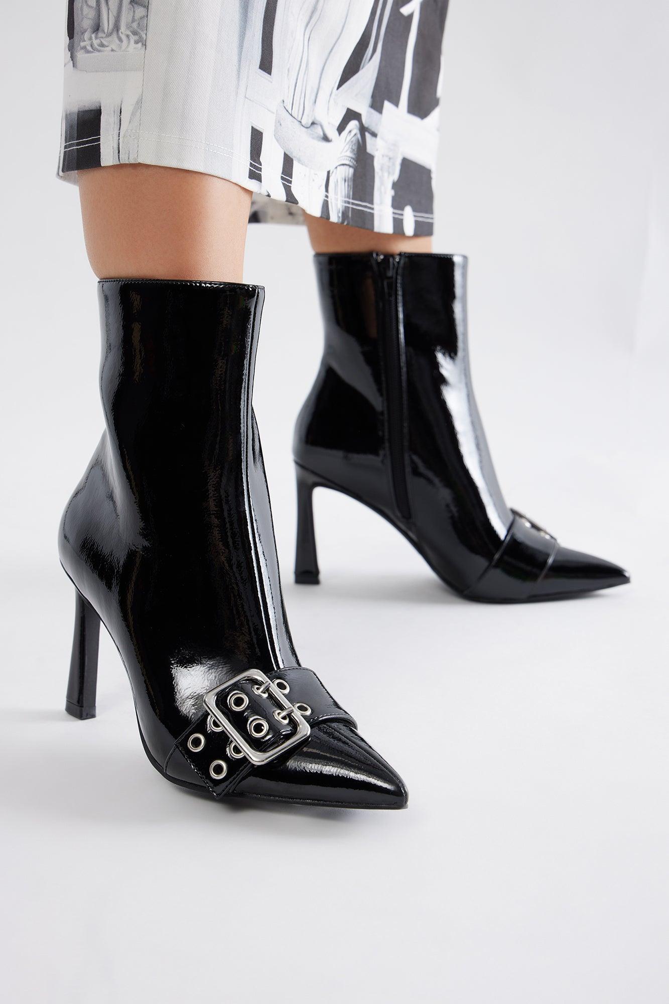 Ottie Buckle Booties - Black Product Image