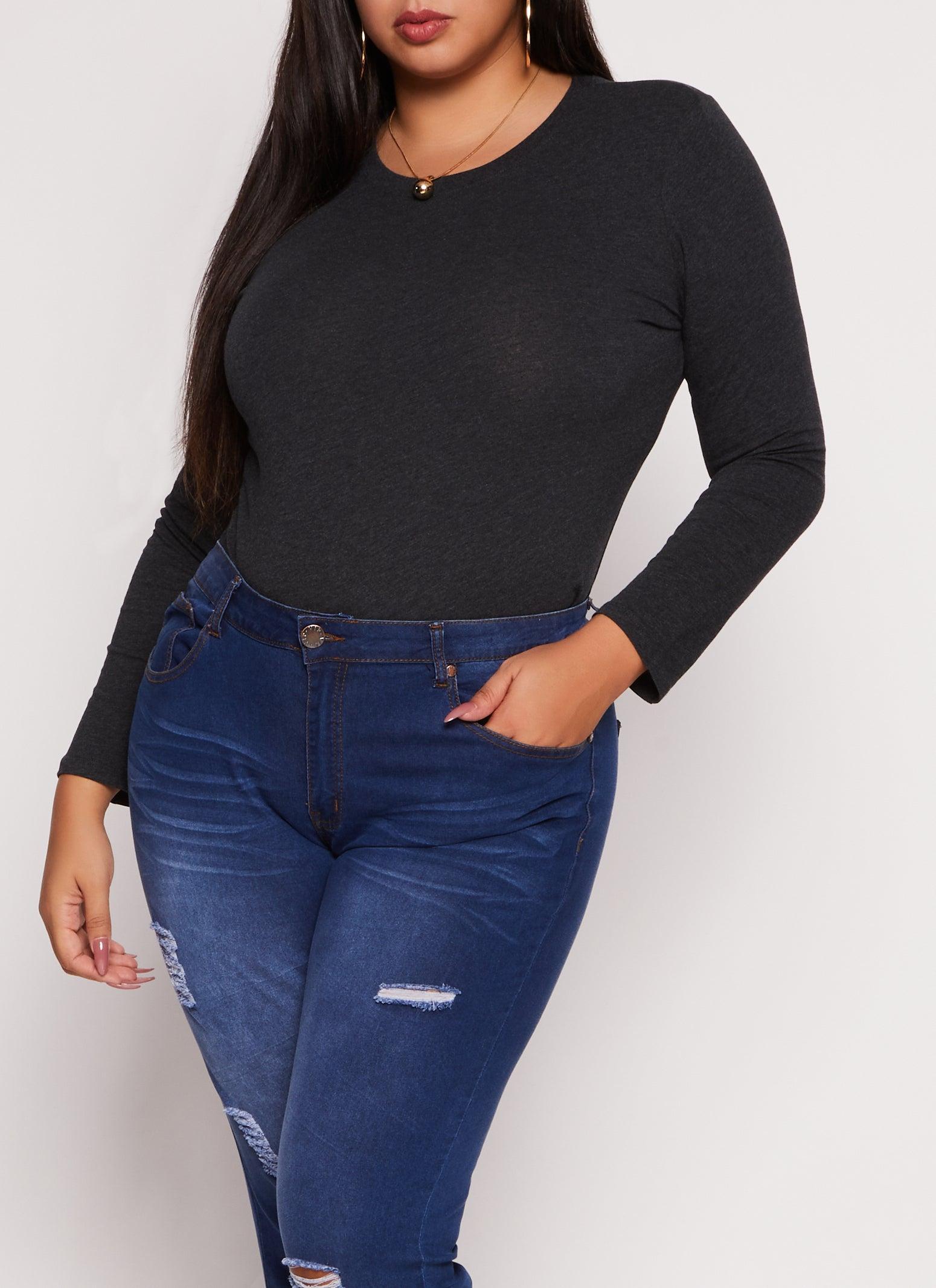 Womens Plus Size Long Sleeve Basic T Shirt Product Image